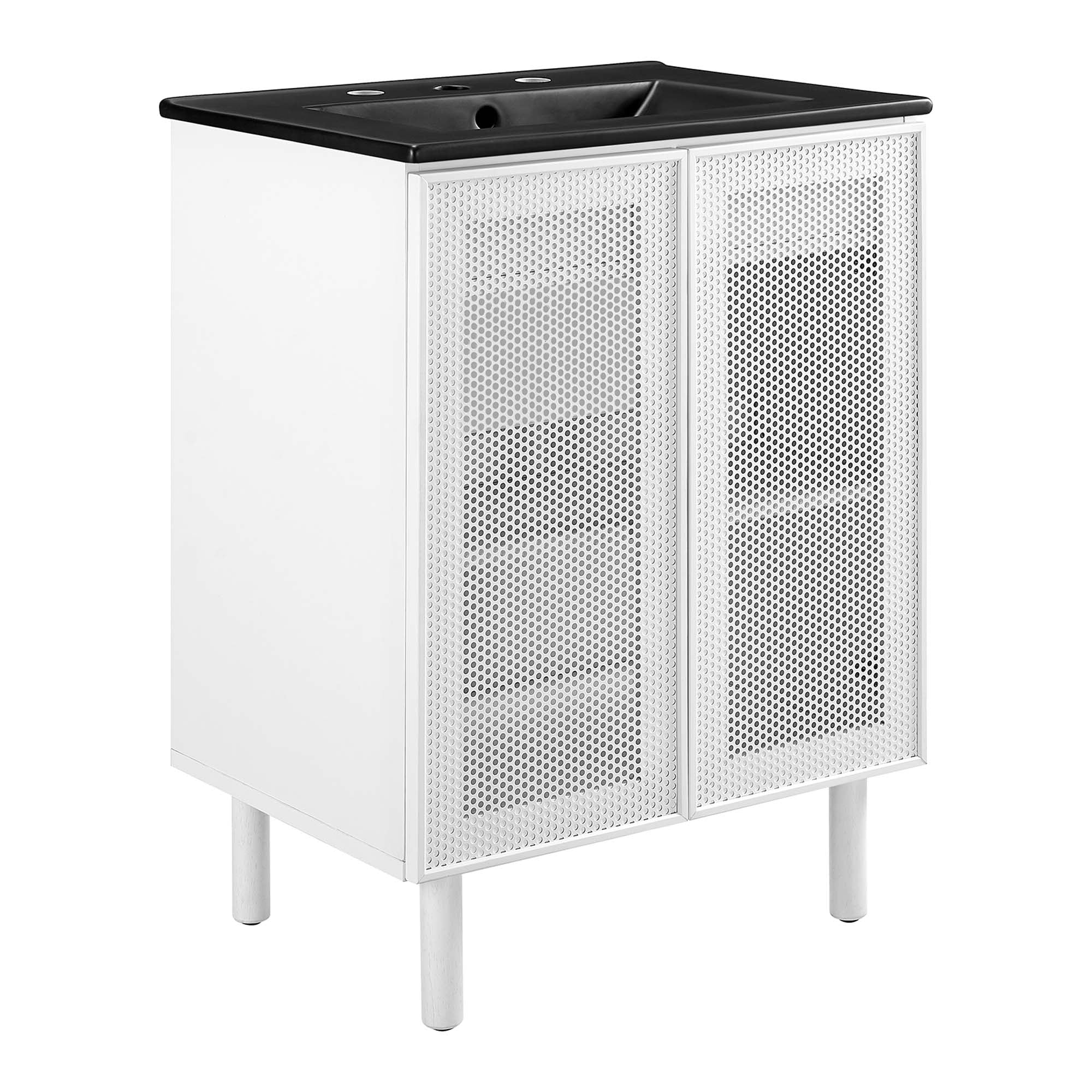 Calla 24" Perforated Metal Bathroom Vanity, Black White