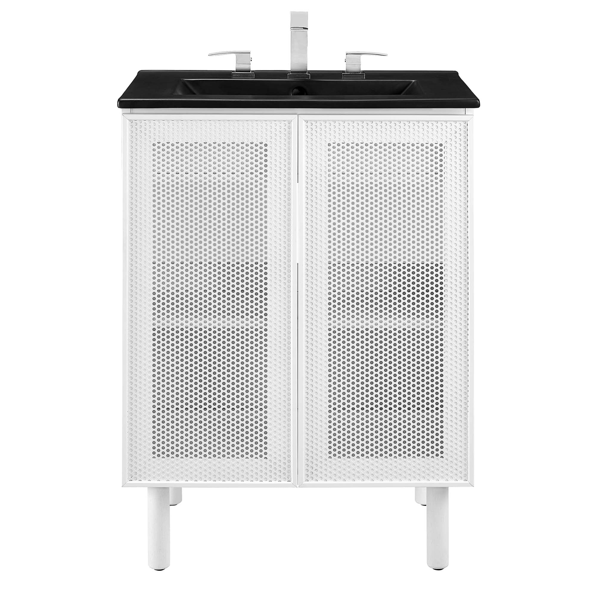 Calla 24" Perforated Metal Bathroom Vanity, Black White