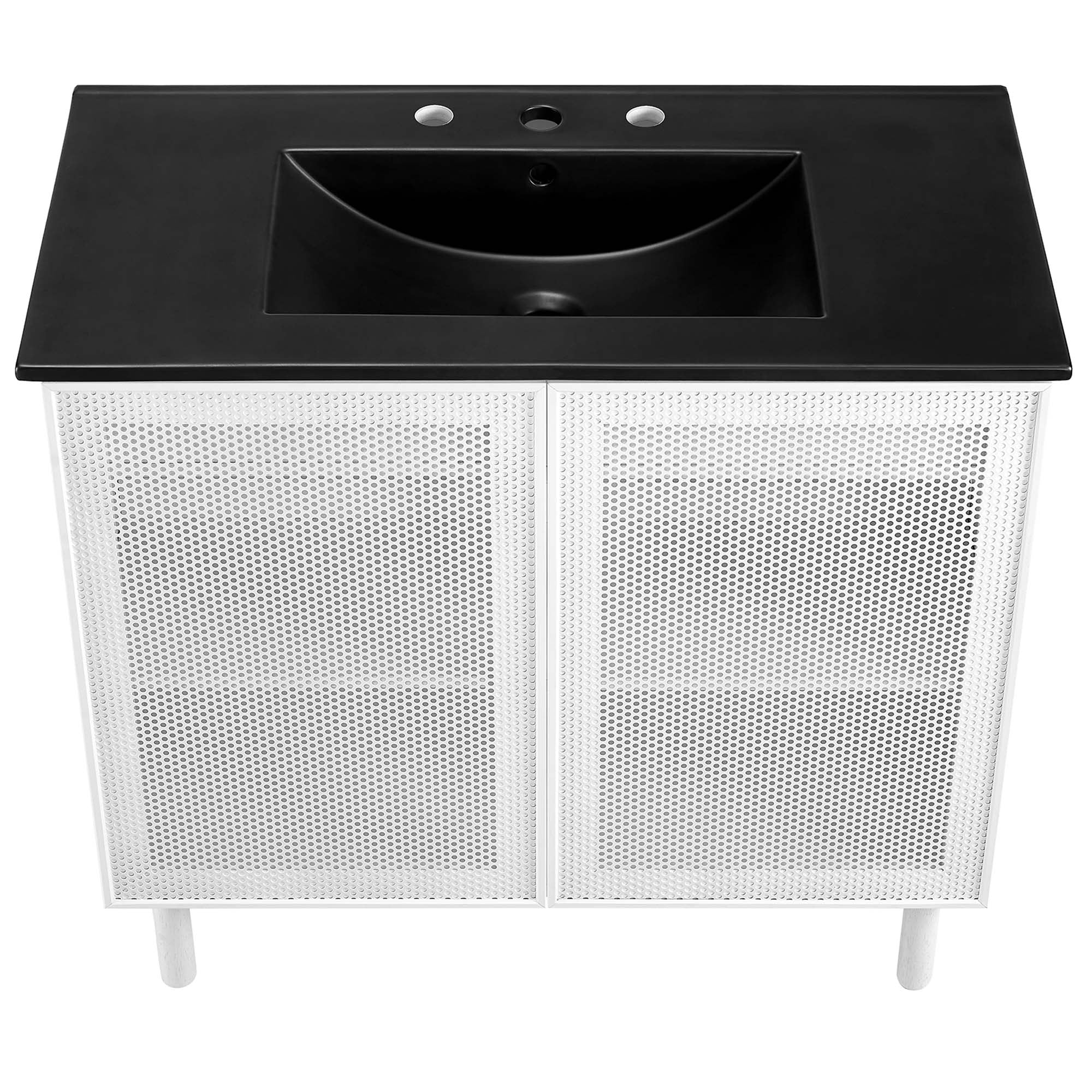 Calla 36" Perforated Metal Bathroom Vanity, Black White