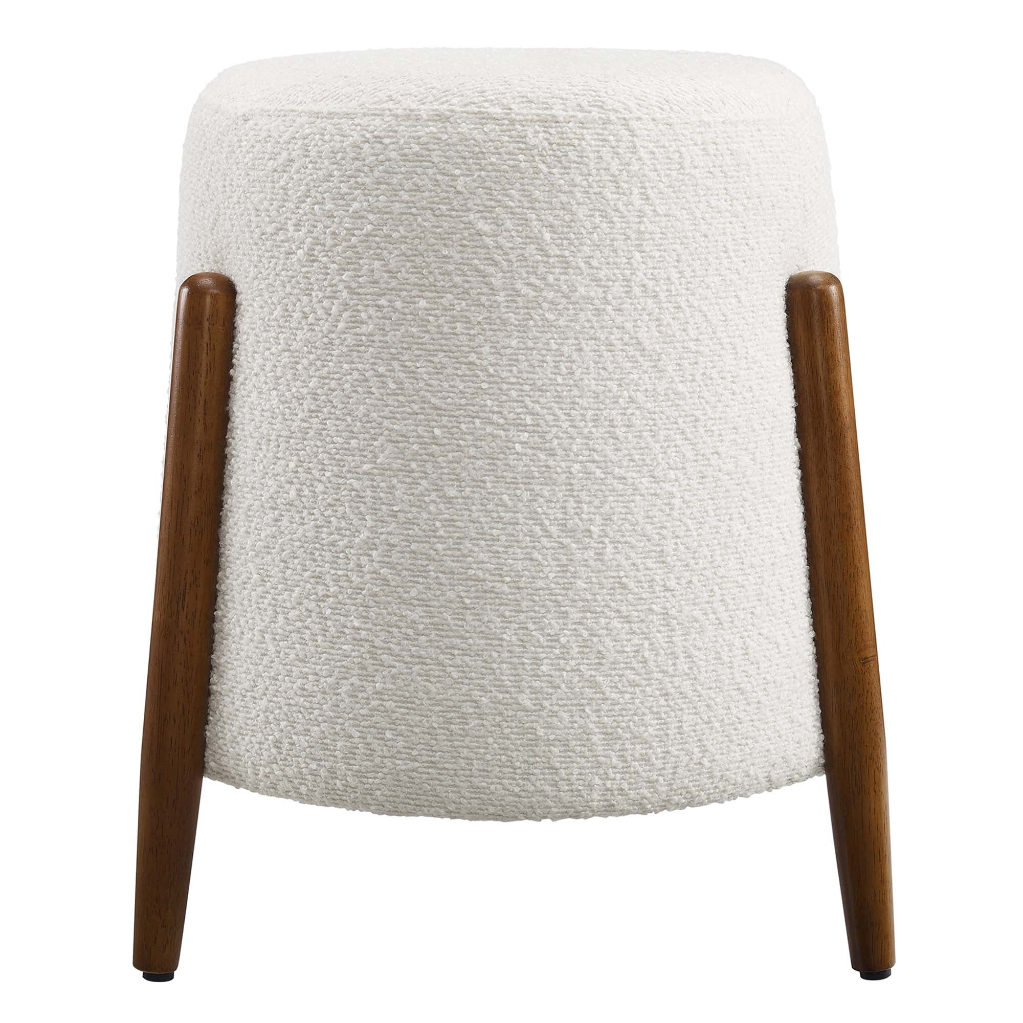 Riven Upholstered Boucle Fabric Ottoman, Cloud