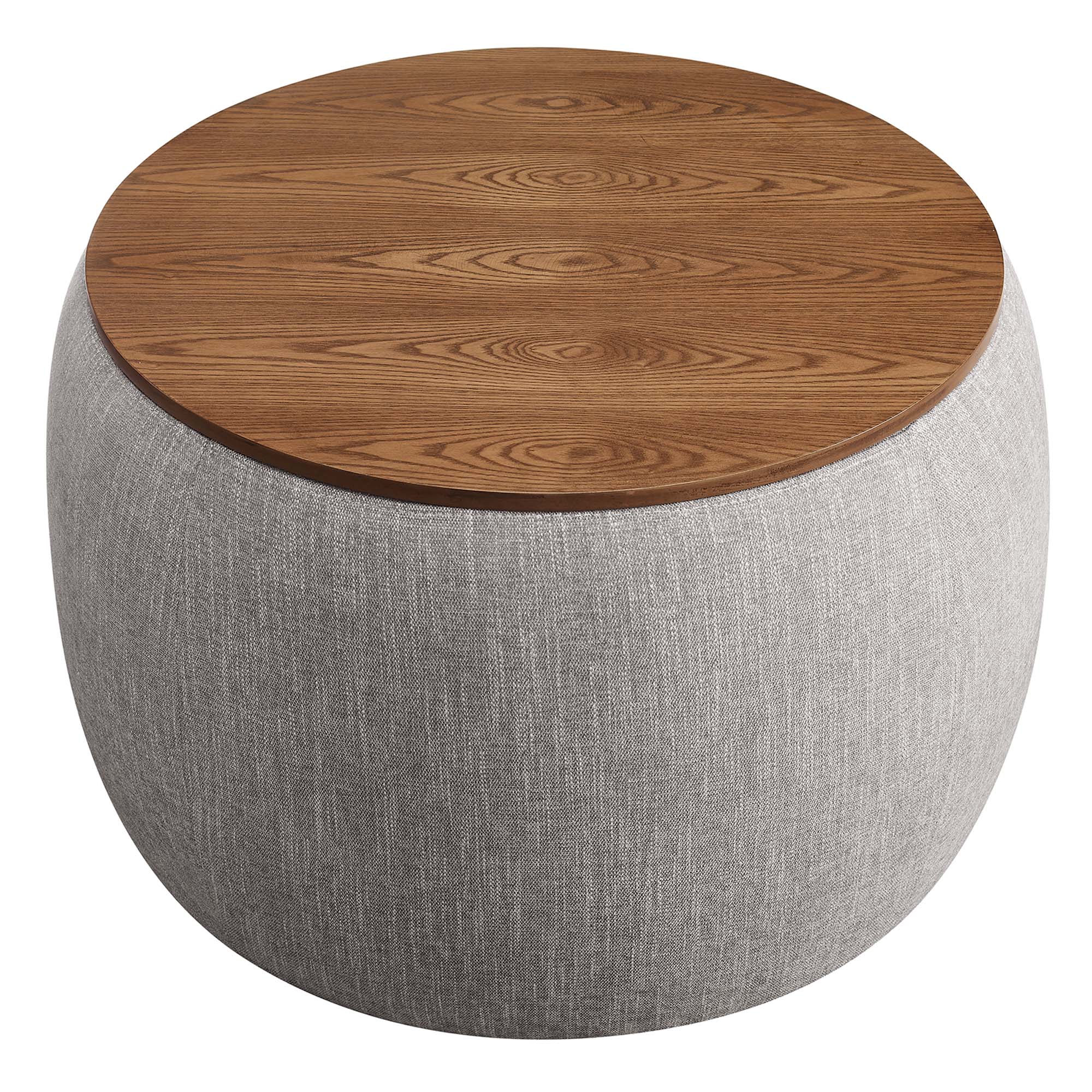Perla Woven Heathered Fabric Upholstered Storage Ottoman, Heathered Weave Wheat