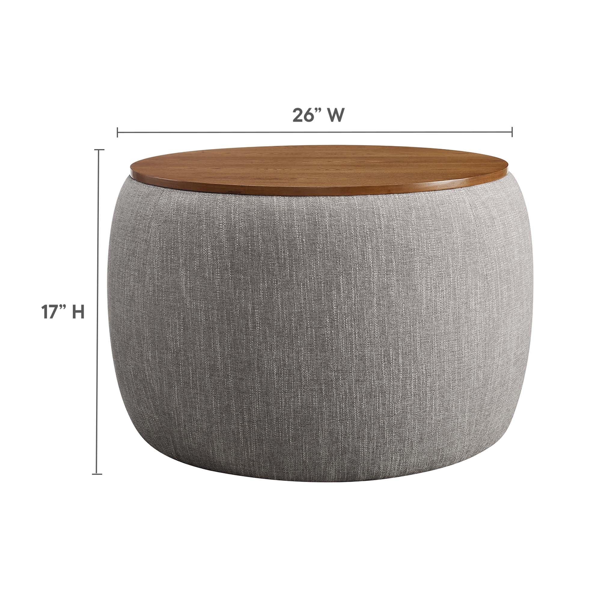 Perla Woven Heathered Fabric Upholstered Storage Ottoman, Heathered Weave Wheat