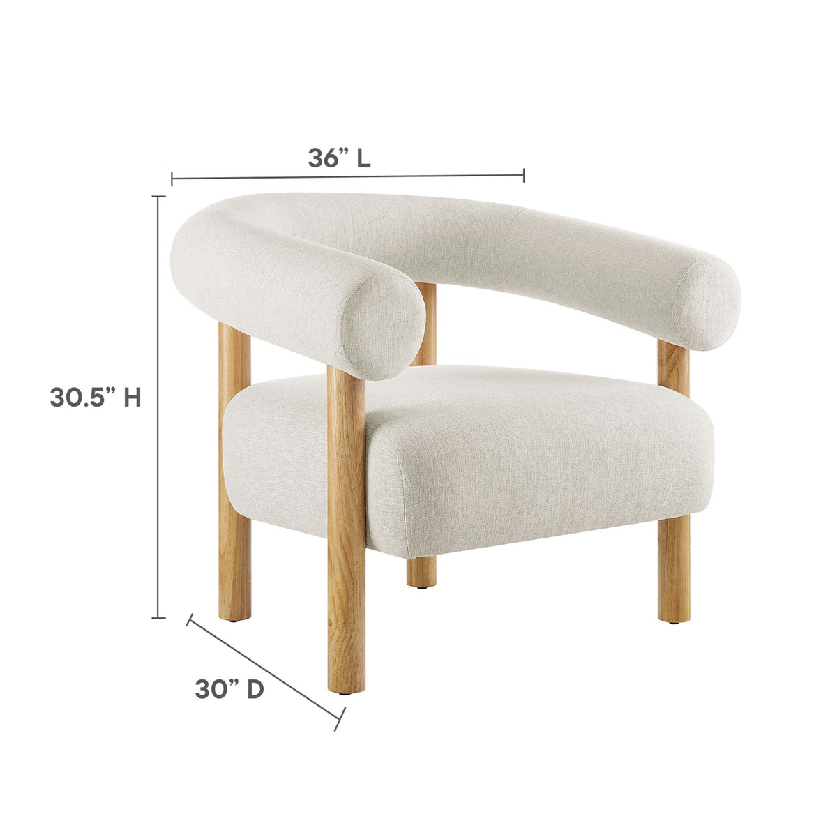 Sable Upholstered Fabric Armchair, Ivory Natural