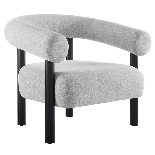 Sable Upholstered Fabric Armchair, Light Gray Black