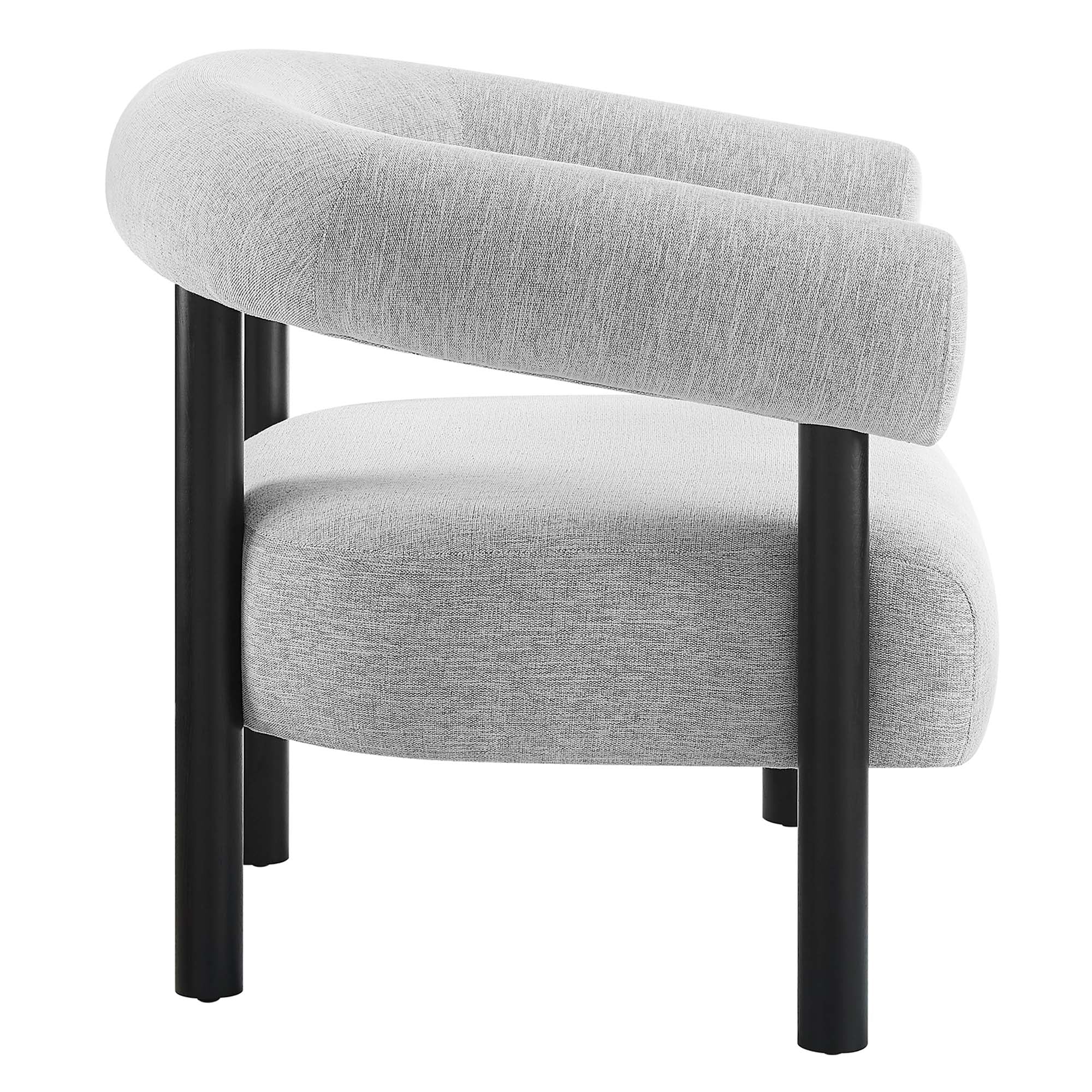 Sable Upholstered Fabric Armchair, Light Gray Black