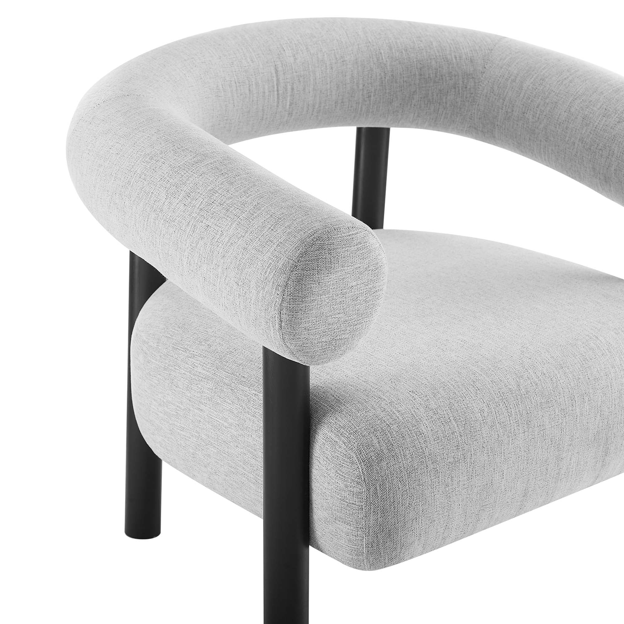 Sable Upholstered Fabric Armchair, Light Gray Black