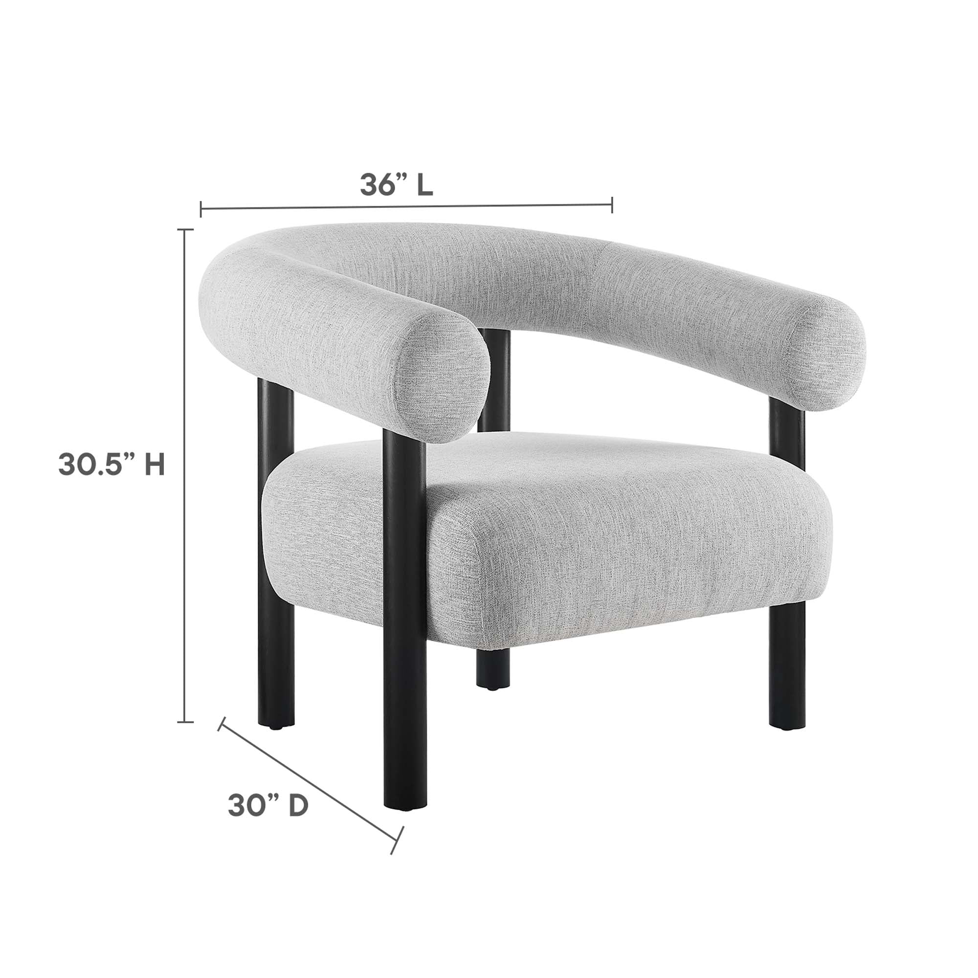Sable Upholstered Fabric Armchair, Light Gray Black
