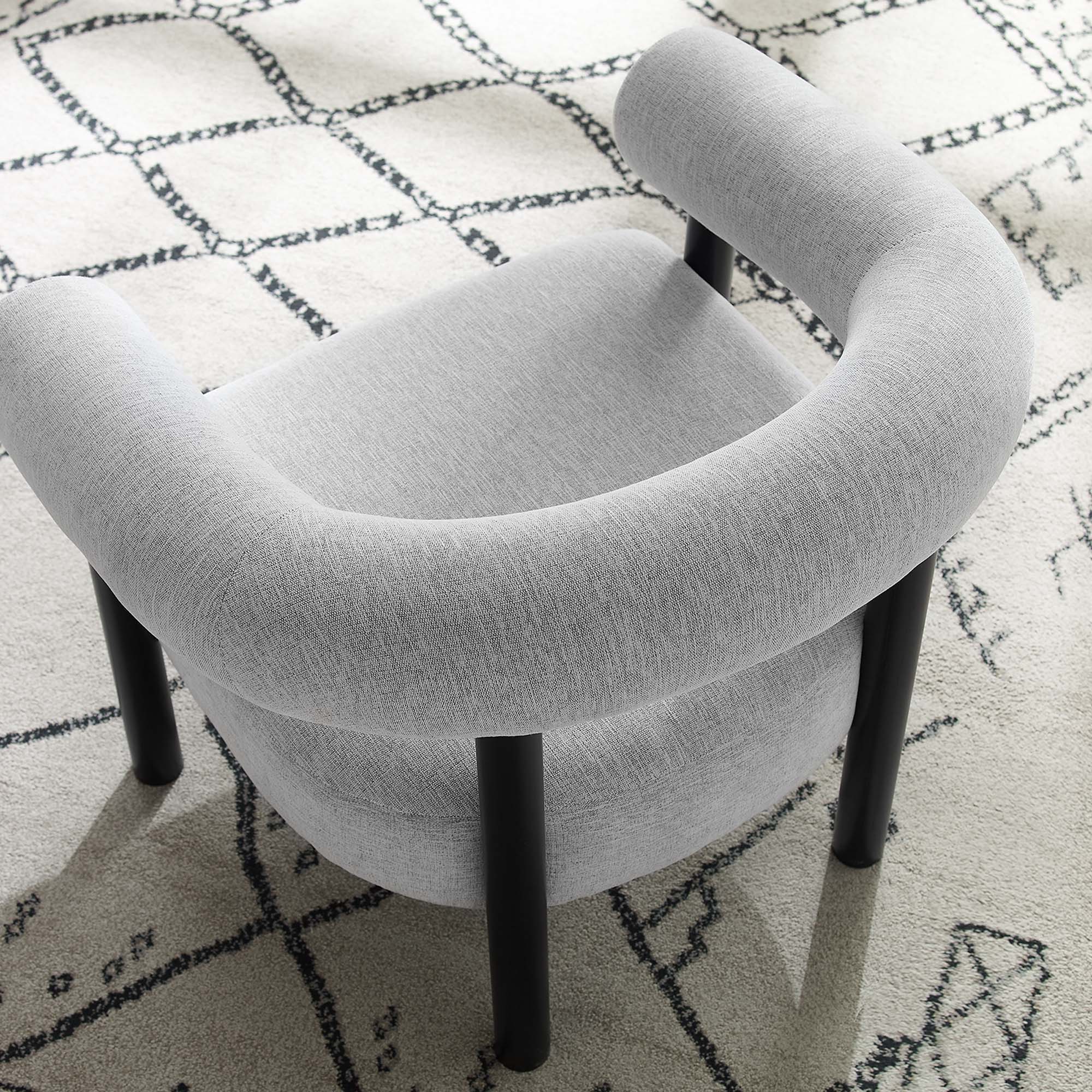 Sable Upholstered Fabric Armchair, Light Gray Black