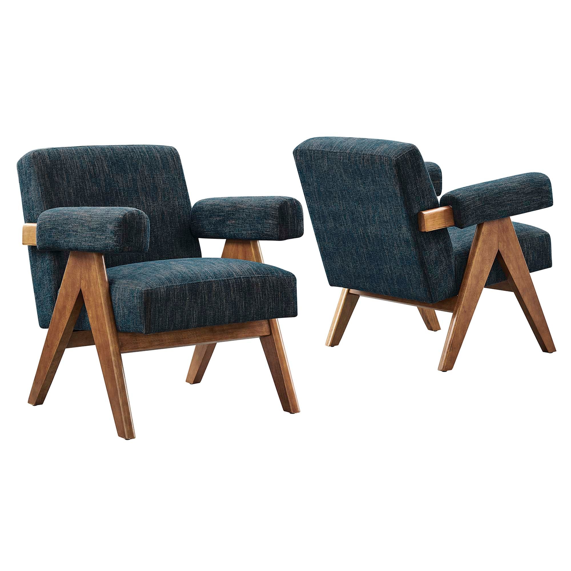 Lyra Fabric Armchair Set of 2, Azure Fabric