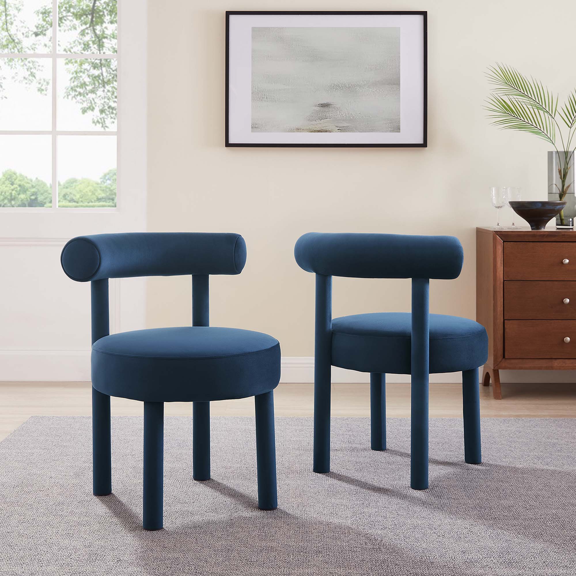 Toulouse Performance Velvet Dining Chair Set of 2, Midnight Blue
