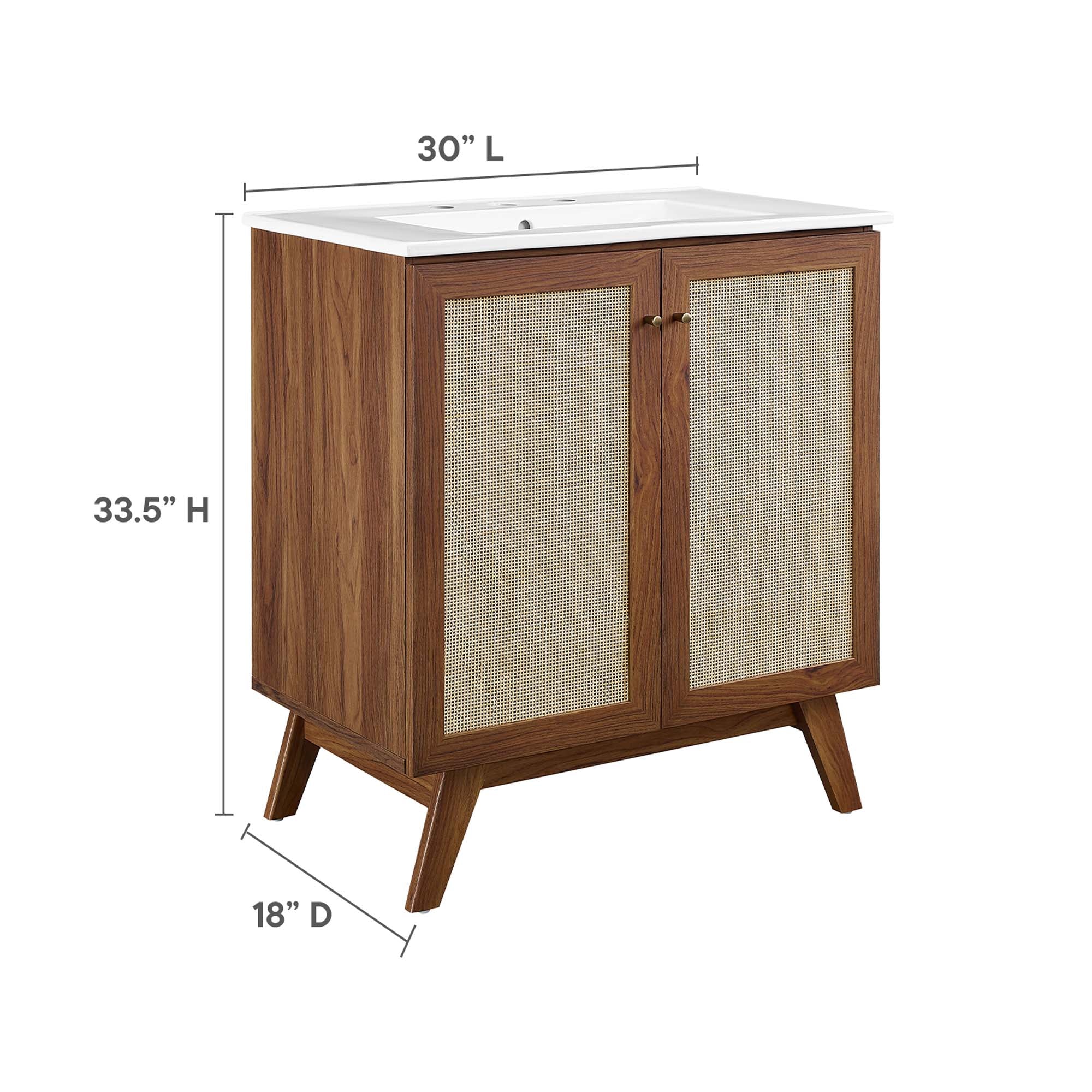 Soma 30" Bathroom Vanity, Walnut White