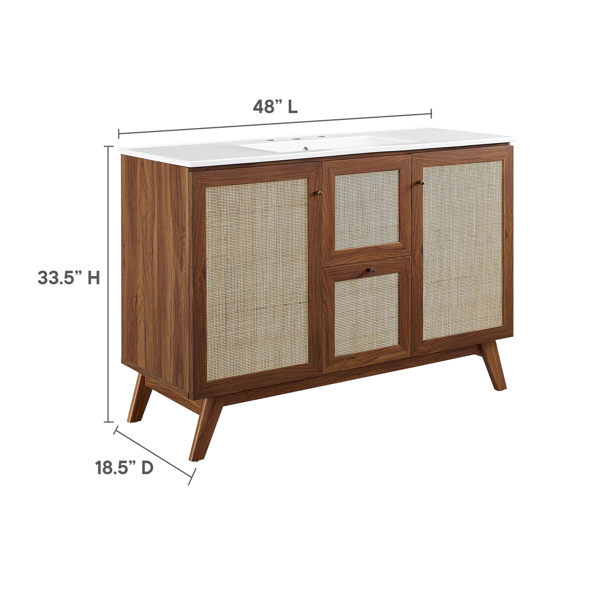 Soma 48" Single Sink Bathroom Vanity, Walnut White