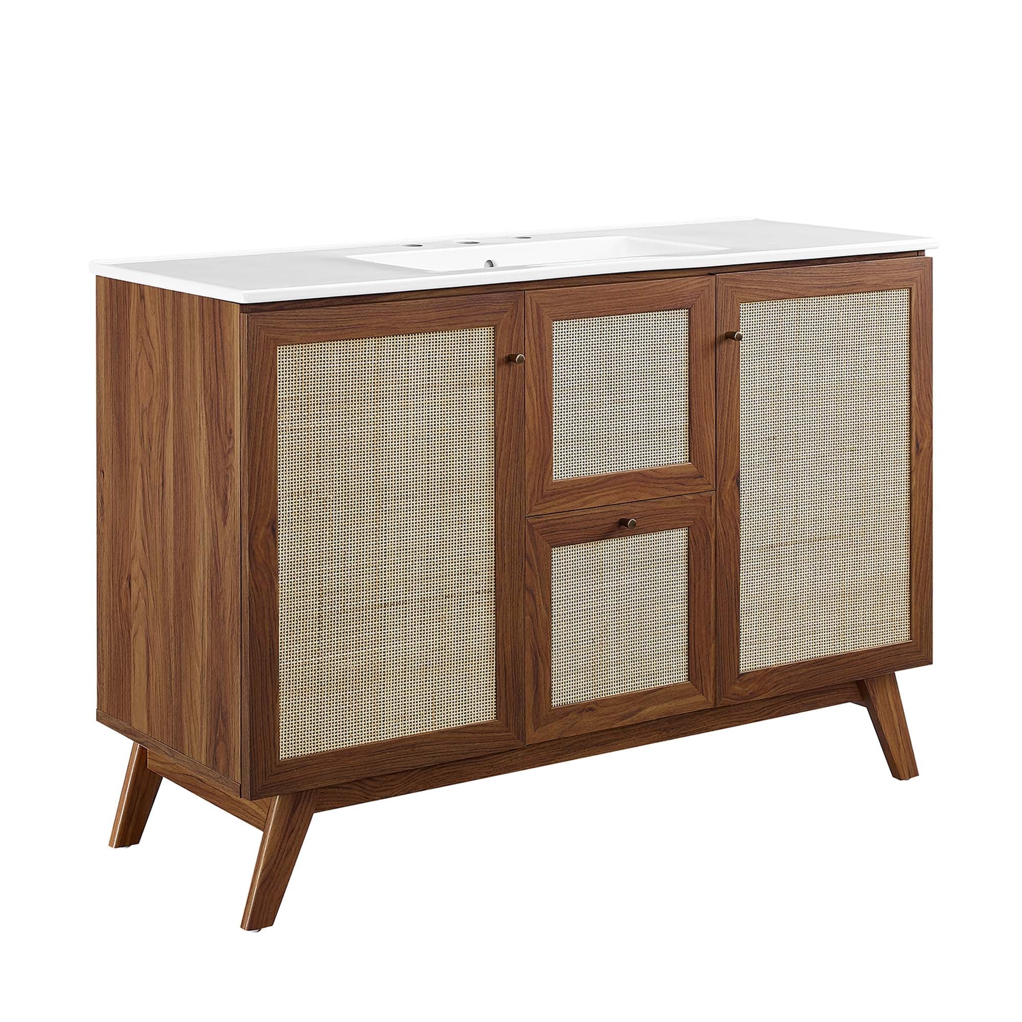 Soma 48" Single Sink Bathroom Vanity, Walnut White
