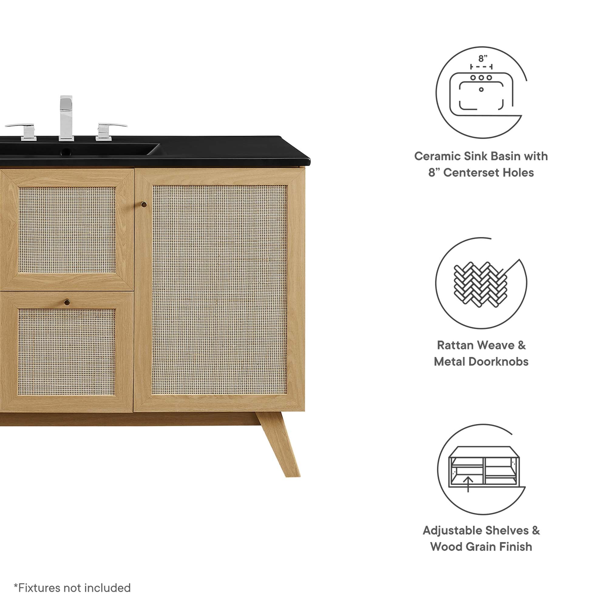 Soma 48" Single Sink Bathroom Vanity, Oak Black