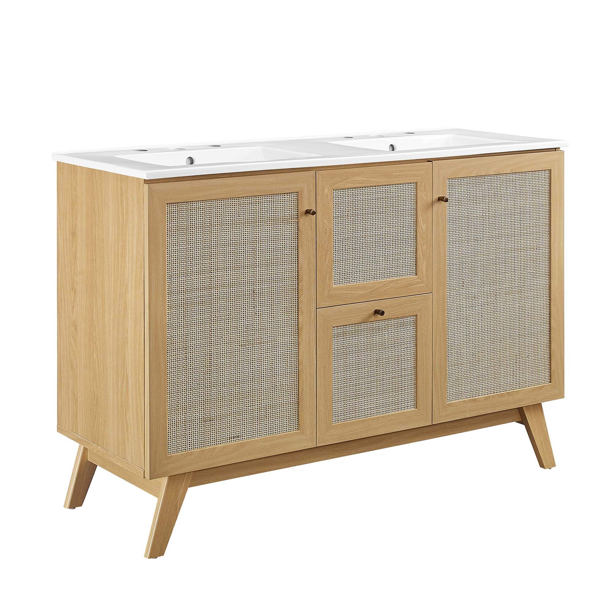 Soma 48" Double Sink Bathroom Vanity, Oak White