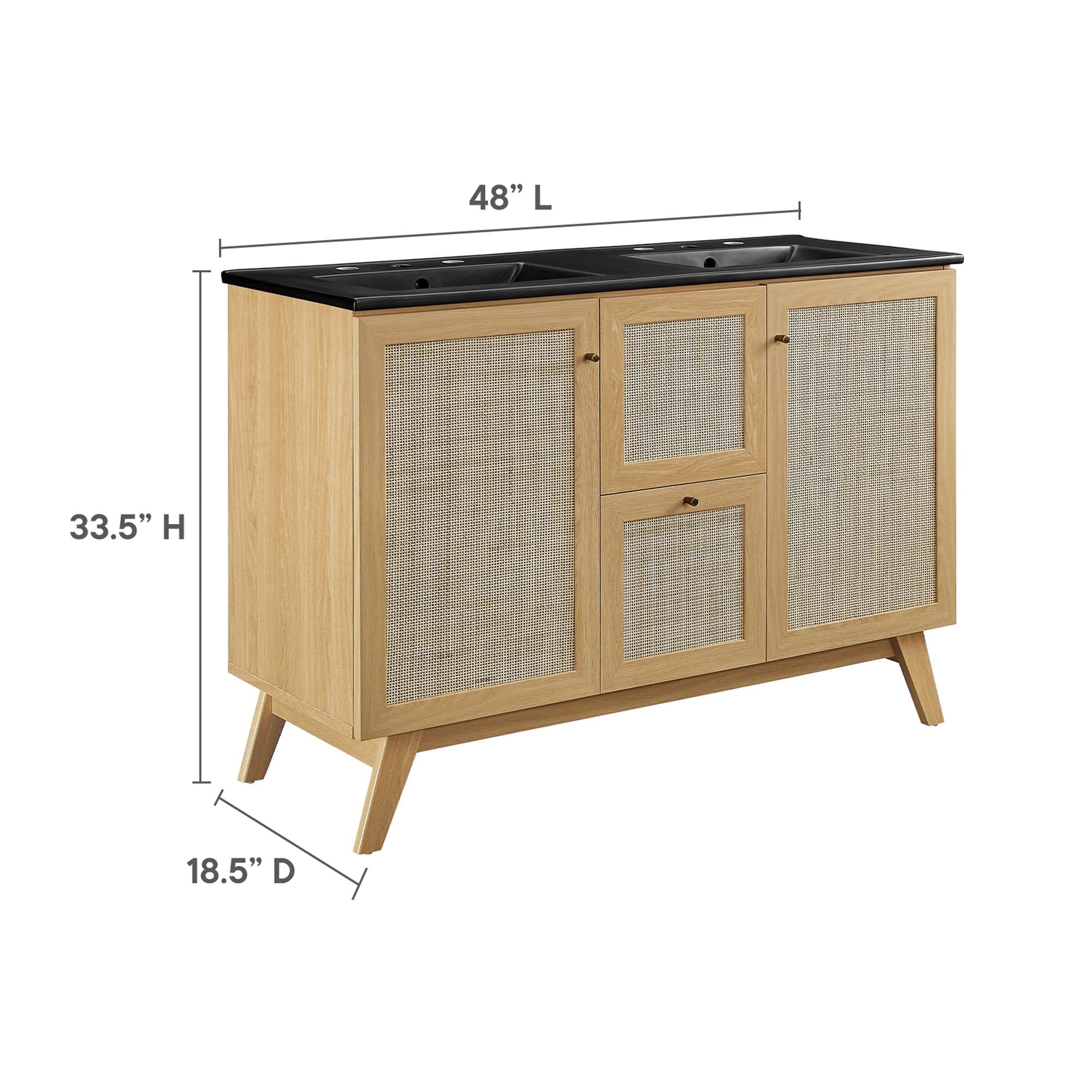 Soma 48" Double Sink Bathroom Vanity, Oak Black