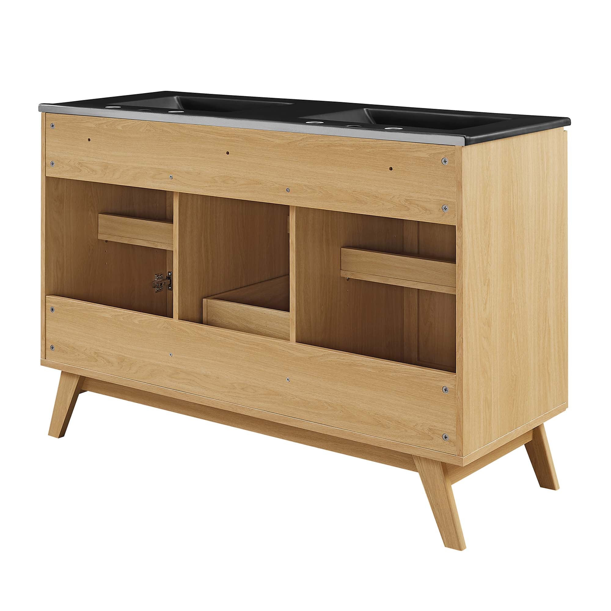 Soma 48" Double Sink Bathroom Vanity, Oak Black