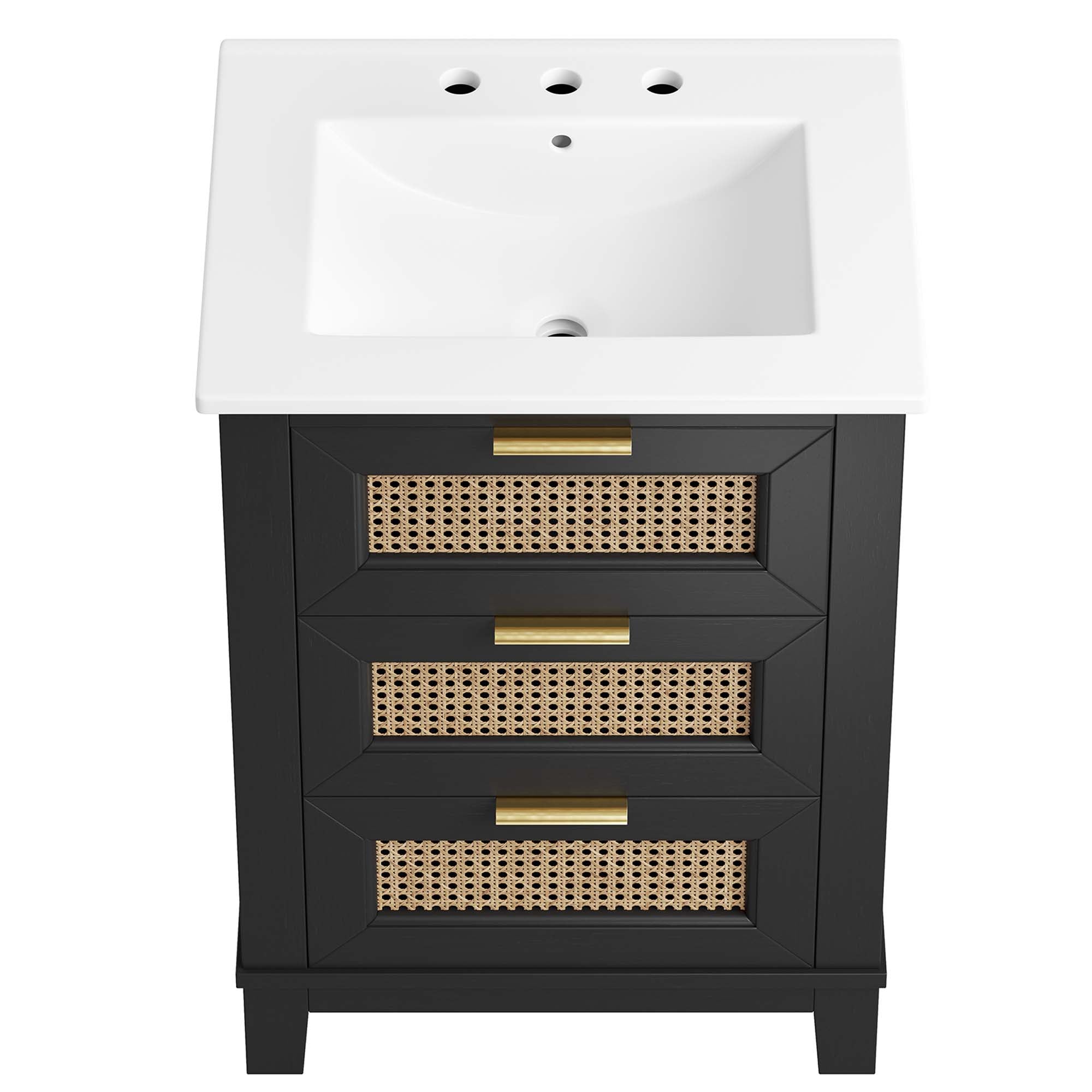 Dixie 24" Solid Wood Bathroom Vanity, Black White