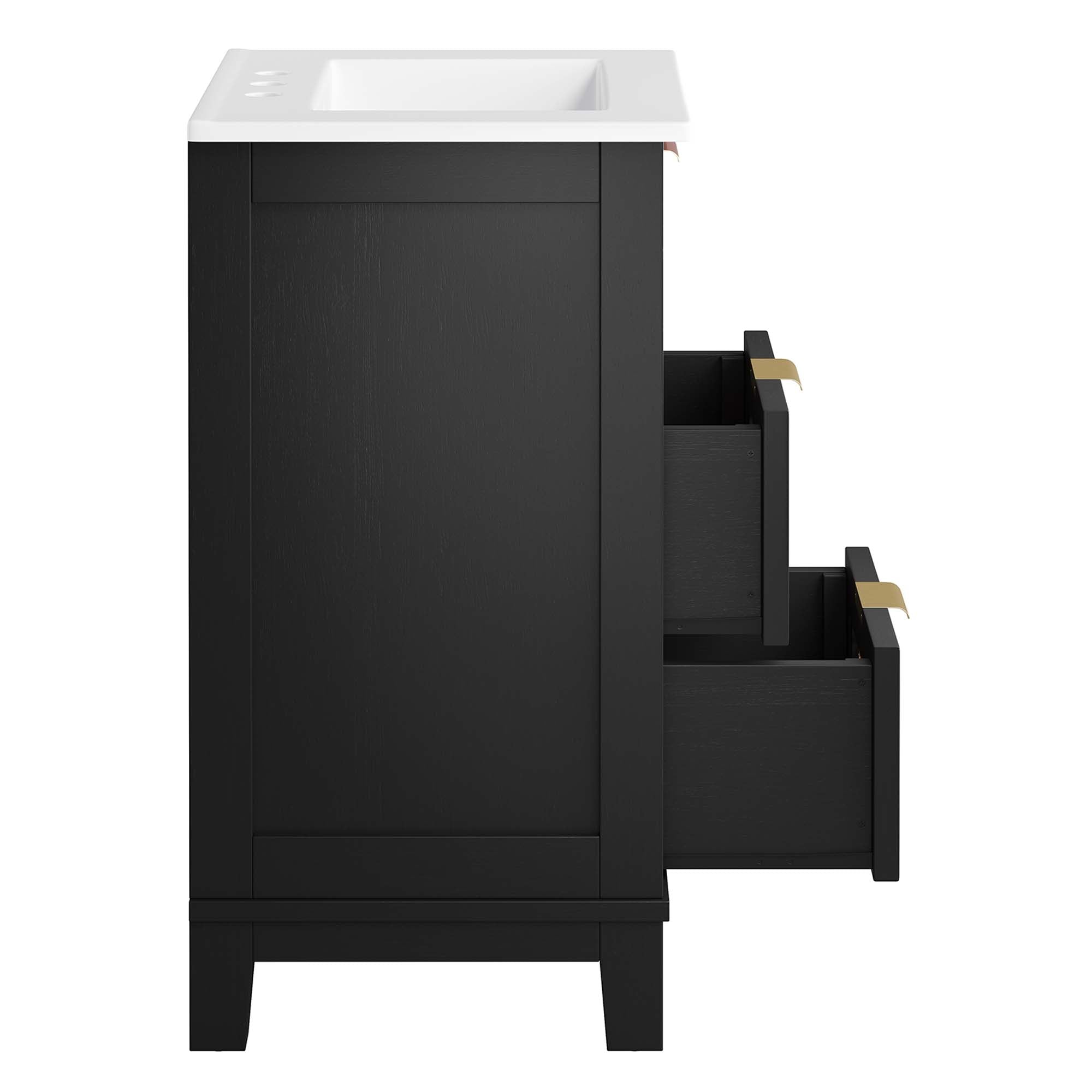 Dixie 24" Solid Wood Bathroom Vanity, Black White