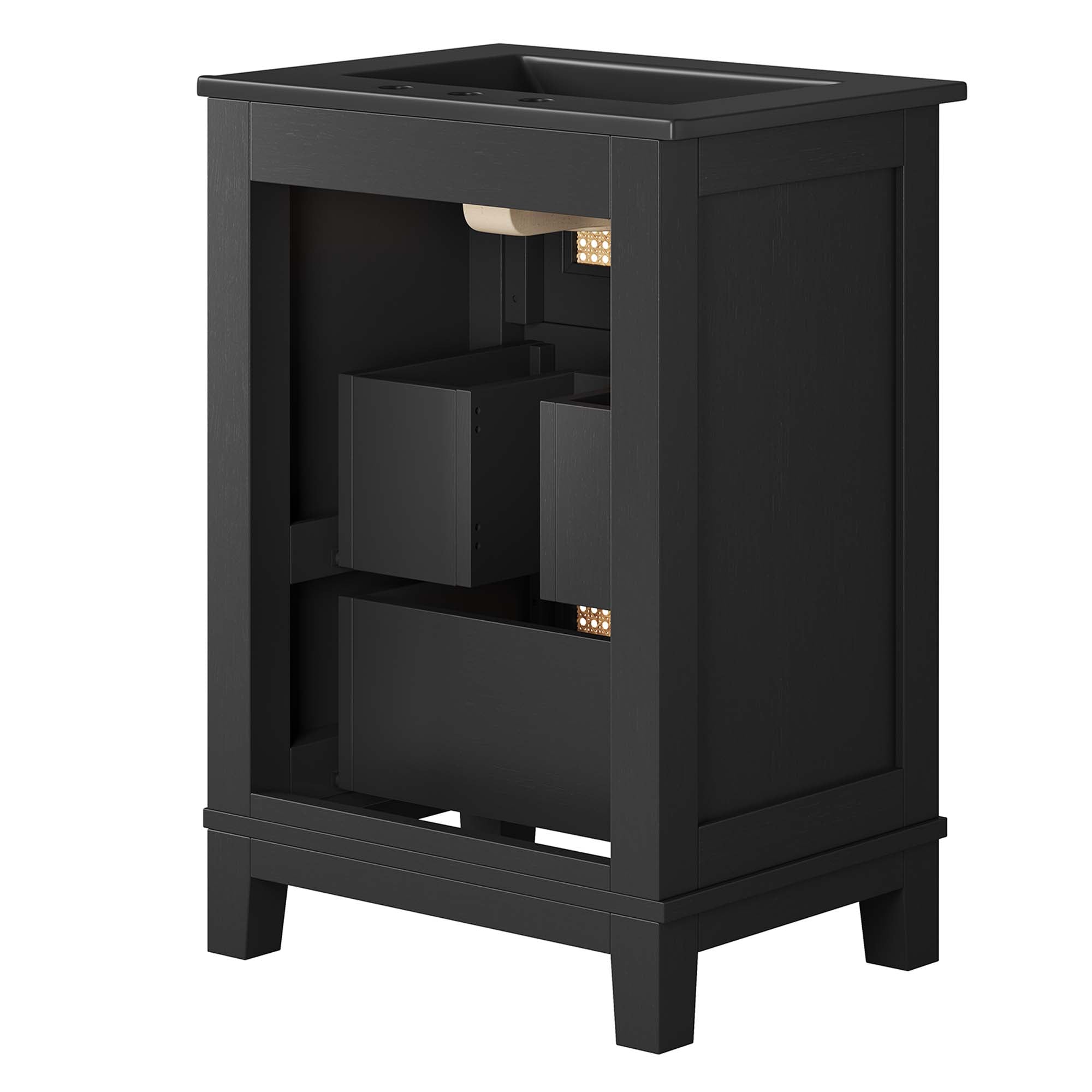 Dixie 24" Solid Wood Bathroom Vanity Cabinet, Black Black