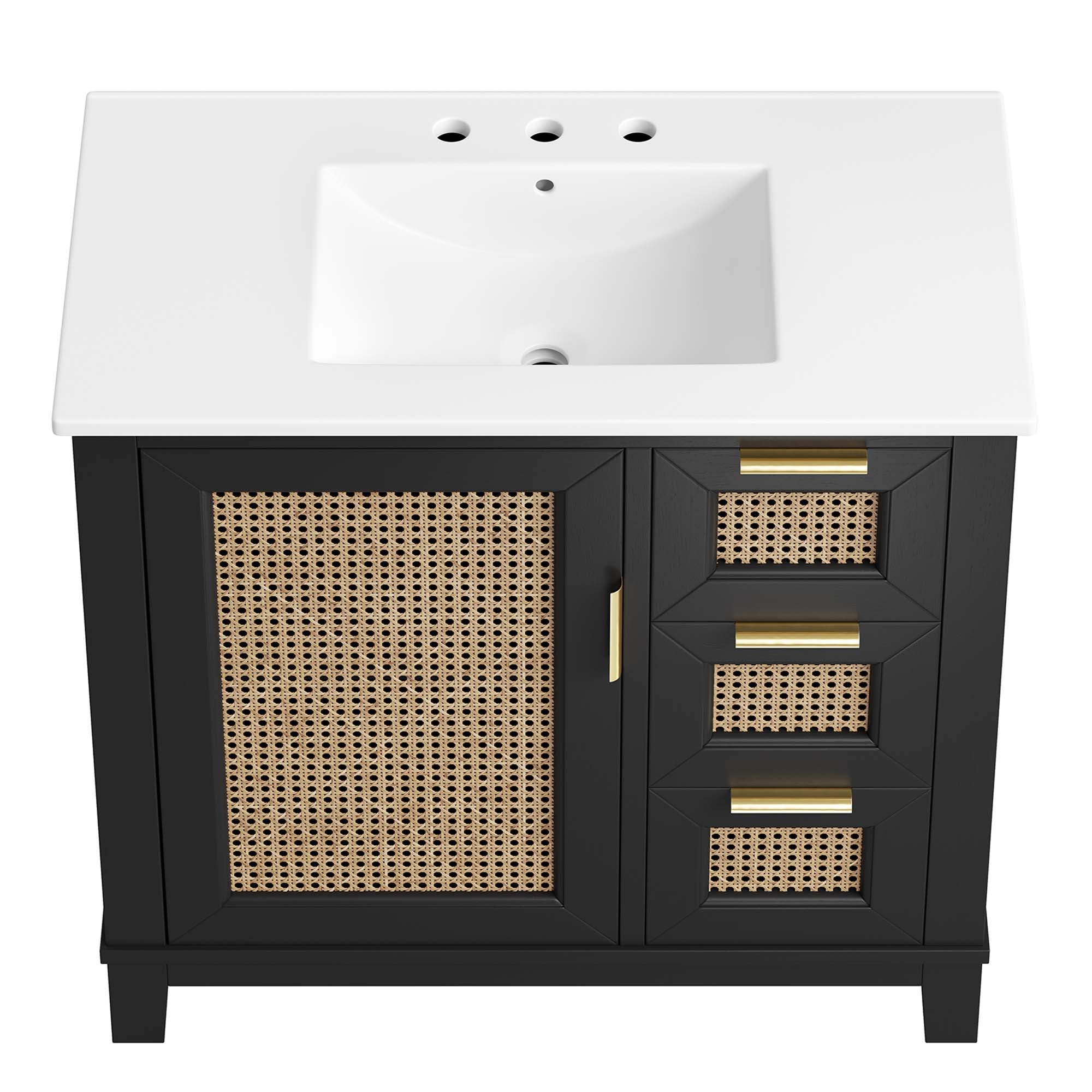 Dixie 36" Solid Wood Bathroom Vanity Cabinet, Black White