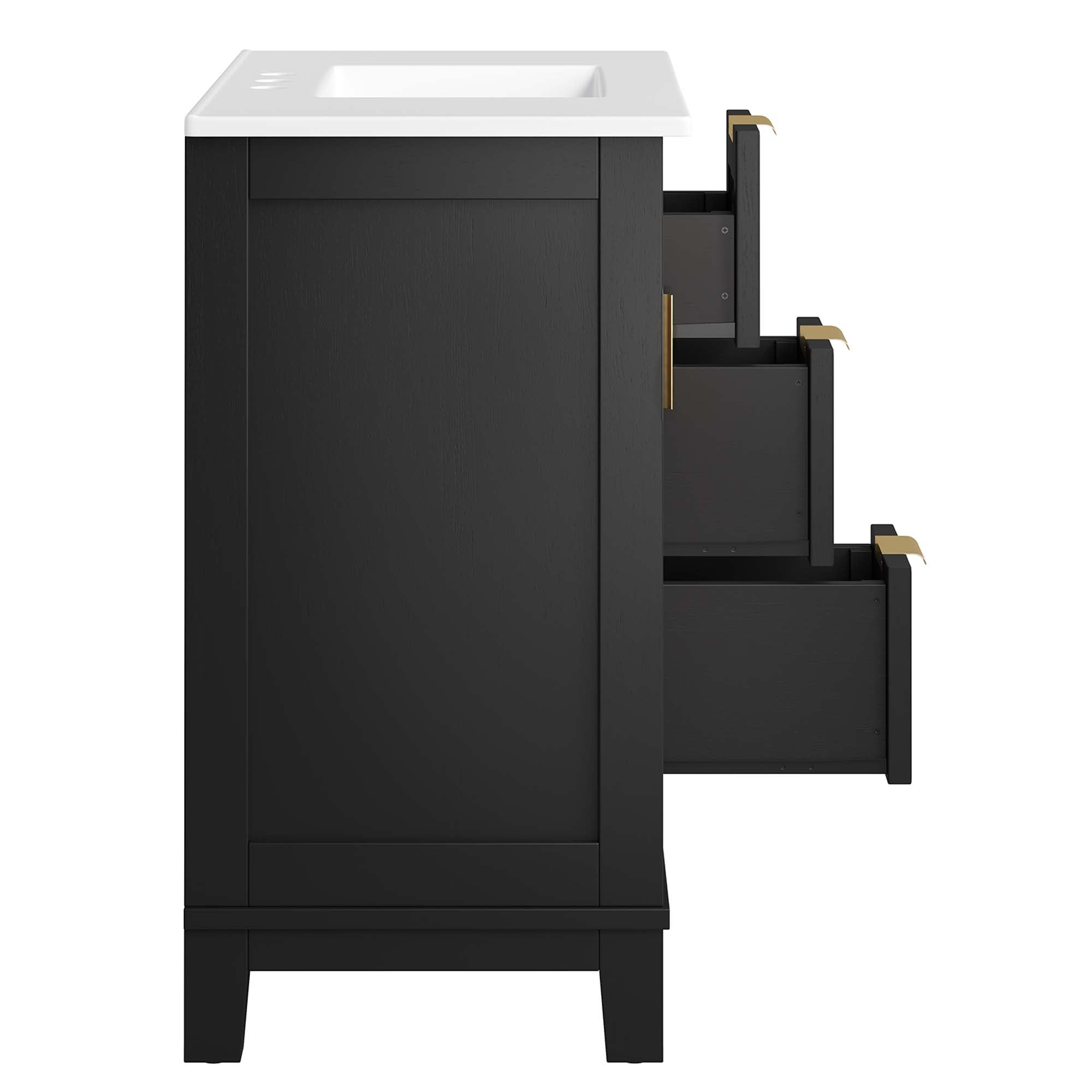 Dixie 36" Solid Wood Bathroom Vanity Cabinet, Black White