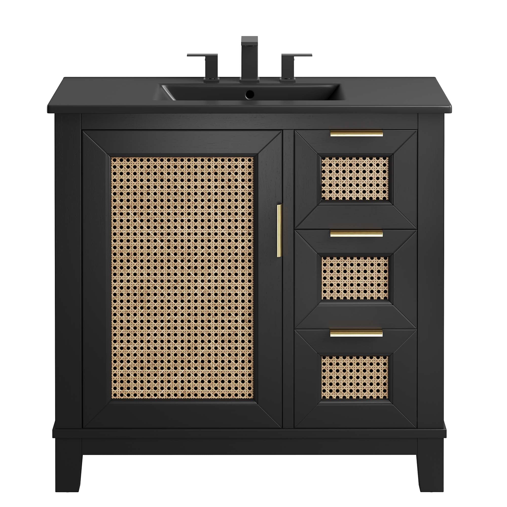Dixie 36" Solid Wood Bathroom Vanity Cabinet, Black Black
