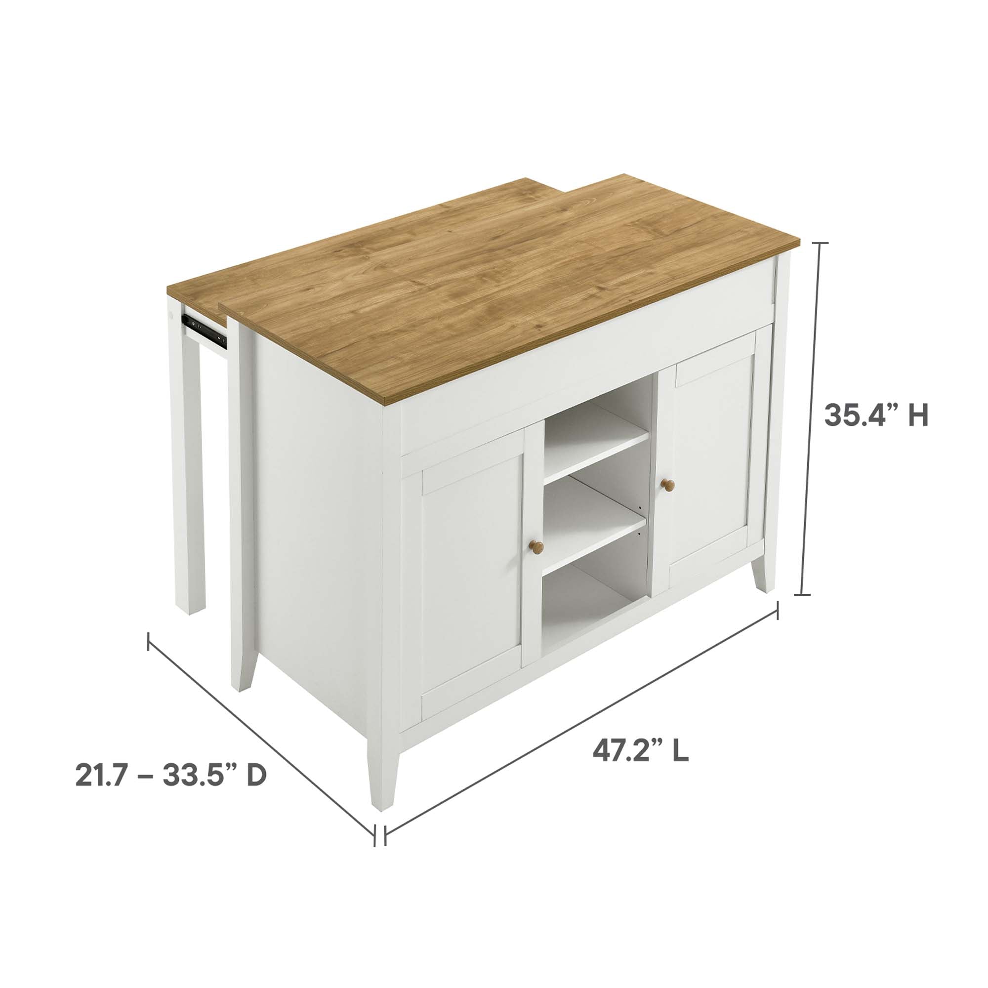Garland Kitchen Island, Oak White