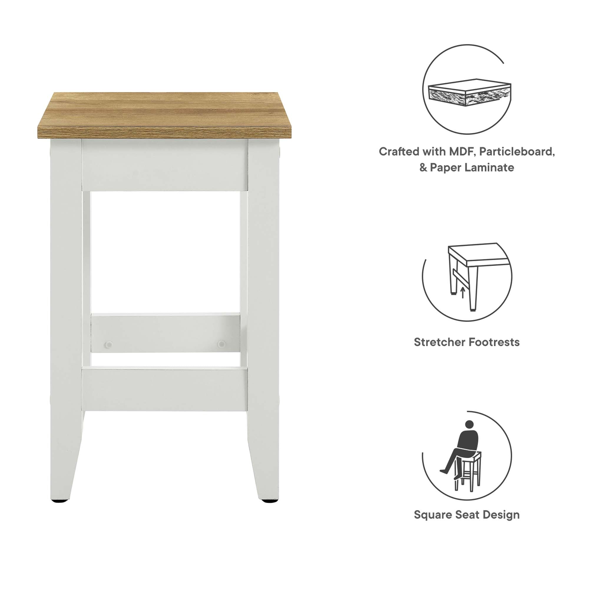 Sunbrook Kitchen Stool, Oak White