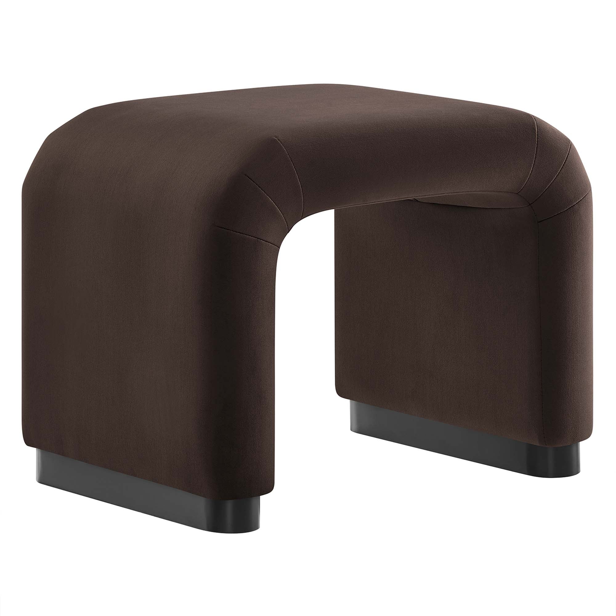 Koda Performance Velvet Waterfall Stool, Black Chocolate Brown