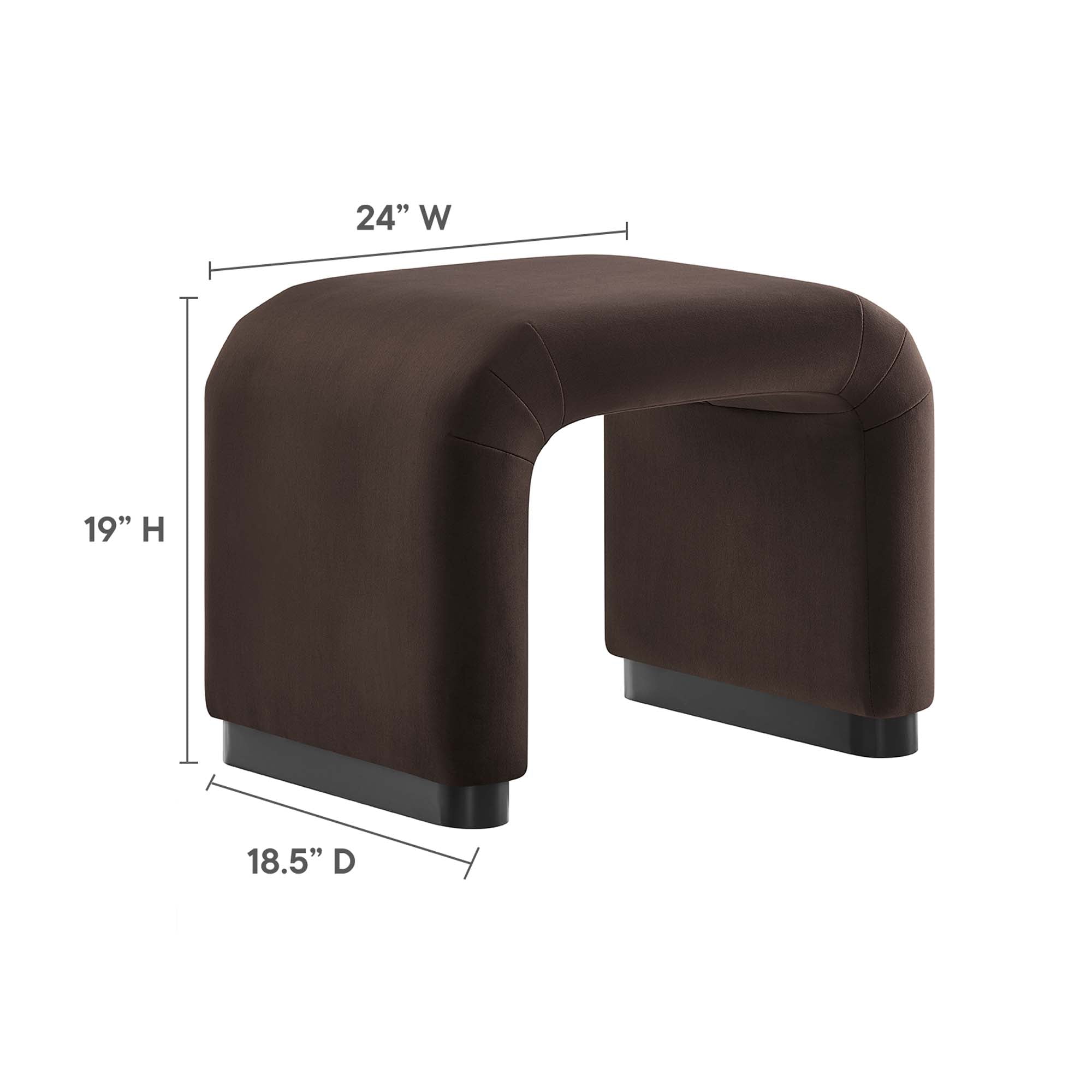 Koda Performance Velvet Waterfall Stool, Black Chocolate Brown