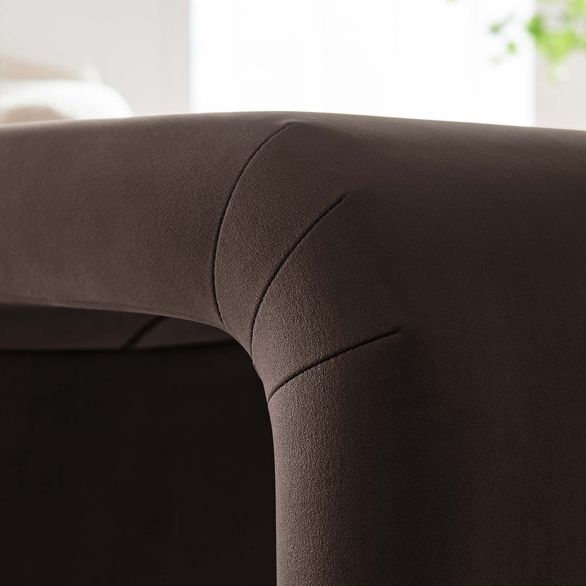 Koda Performance Velvet Waterfall Stool, Black Chocolate Brown