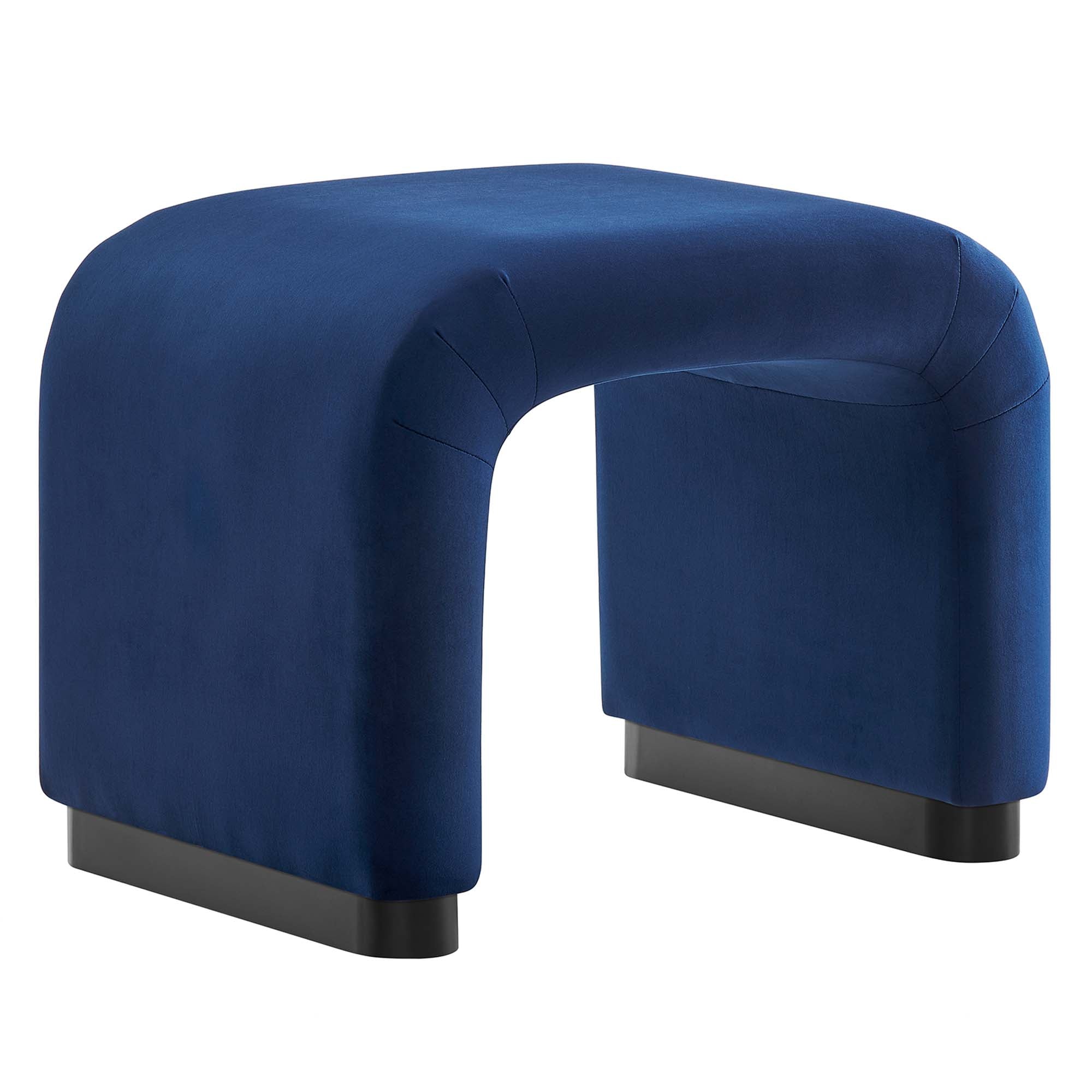 Koda Performance Velvet Waterfall Stool, Black Midnight Blue