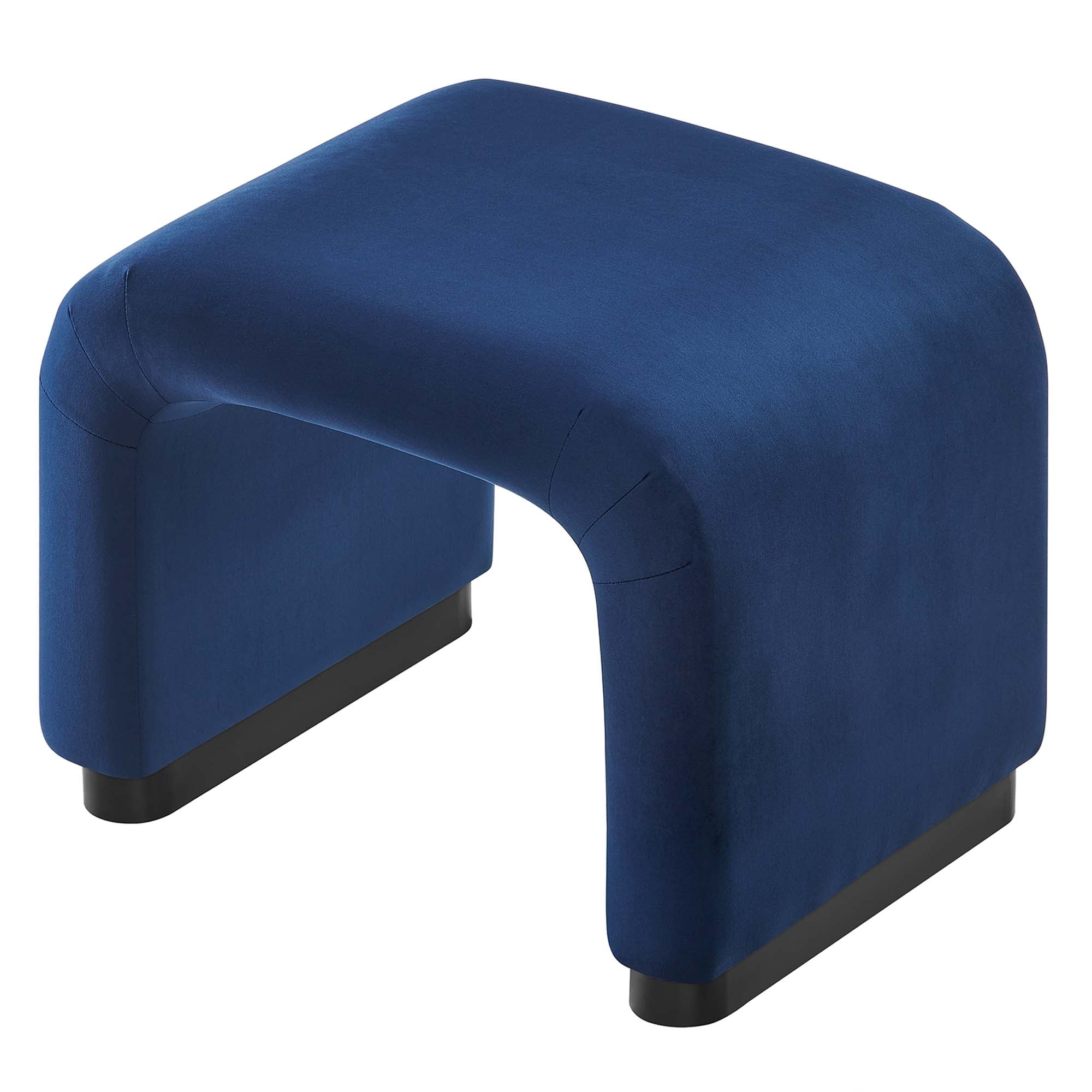 Koda Performance Velvet Waterfall Stool, Black Midnight Blue