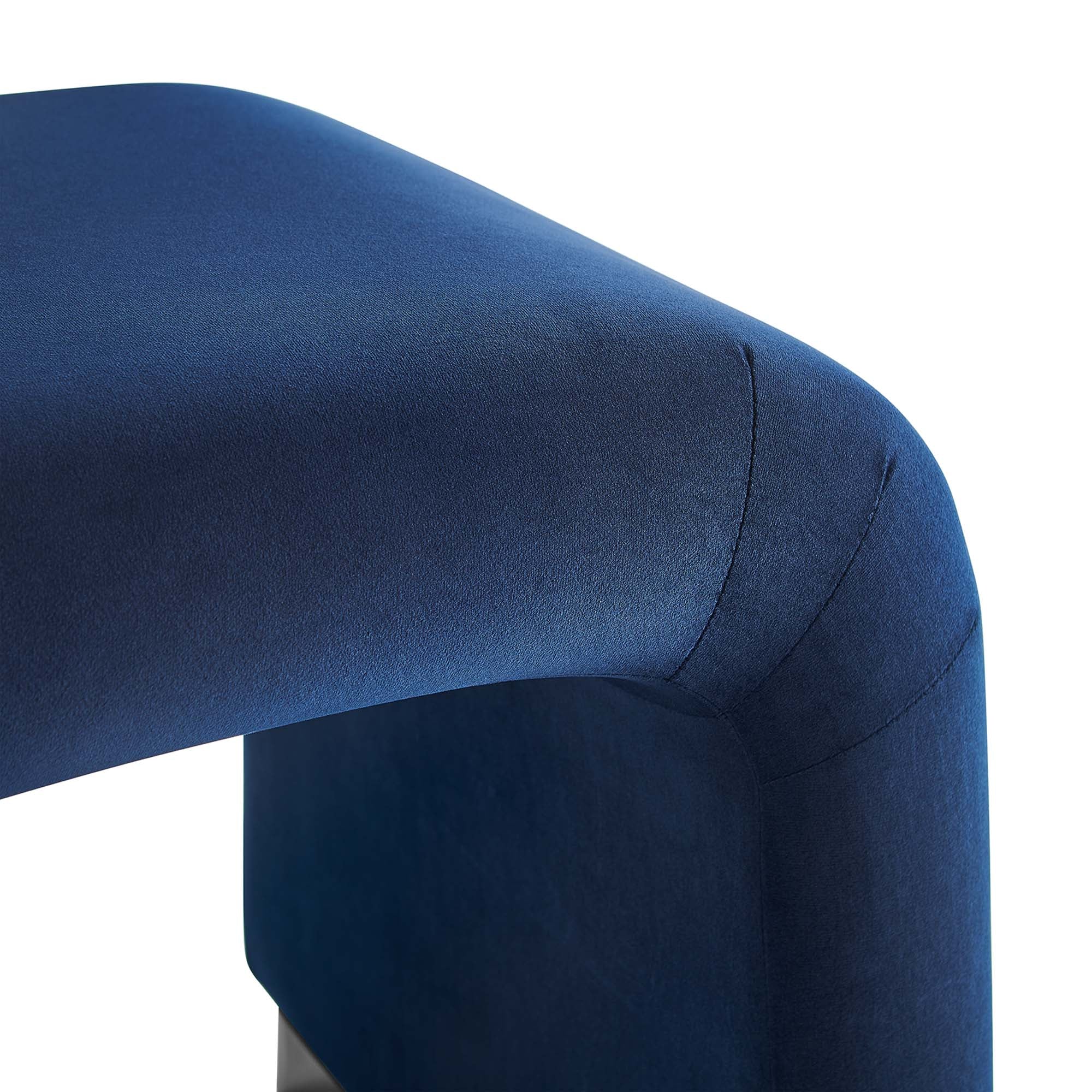 Koda Performance Velvet Waterfall Stool, Black Midnight Blue