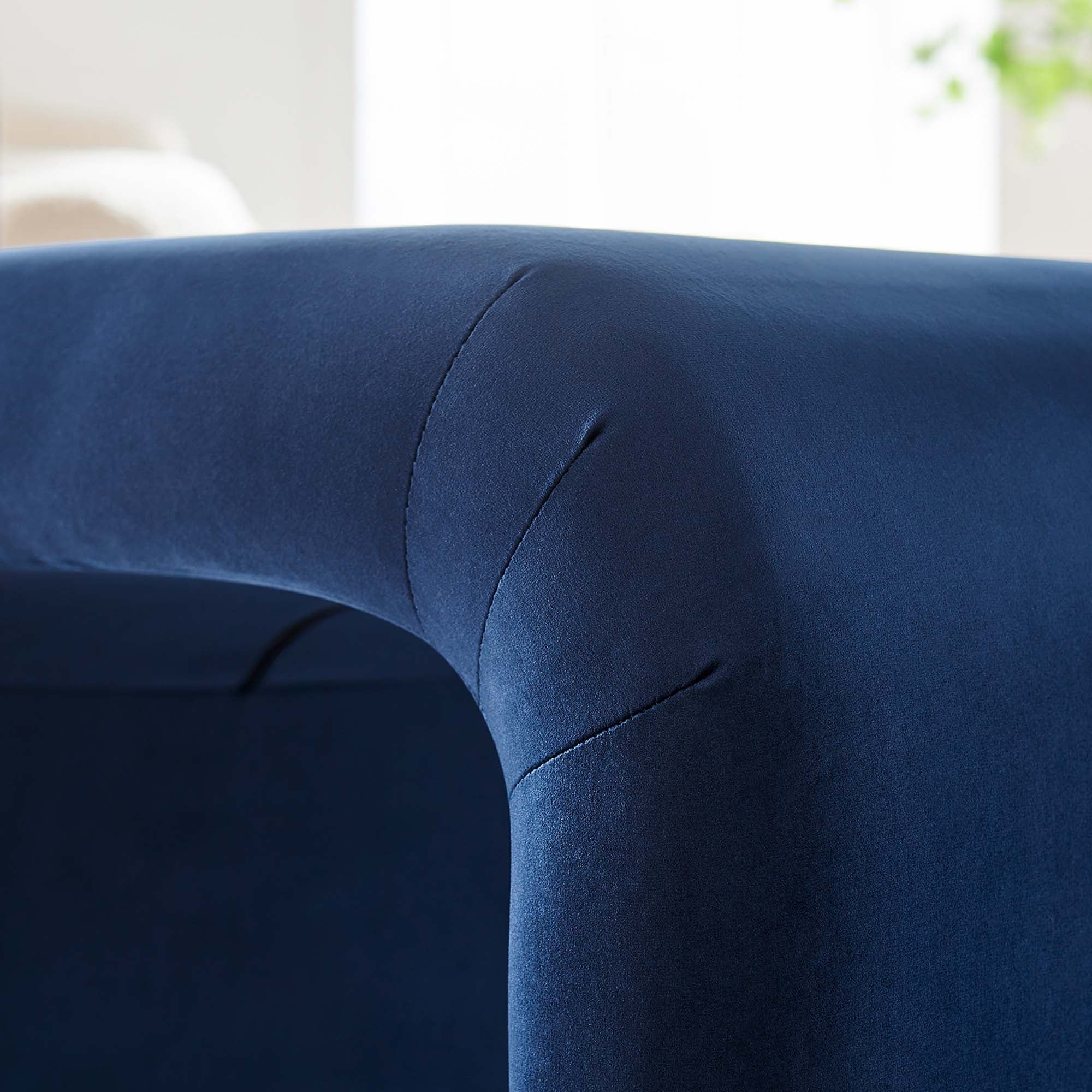 Koda Performance Velvet Waterfall Stool, Black Midnight Blue