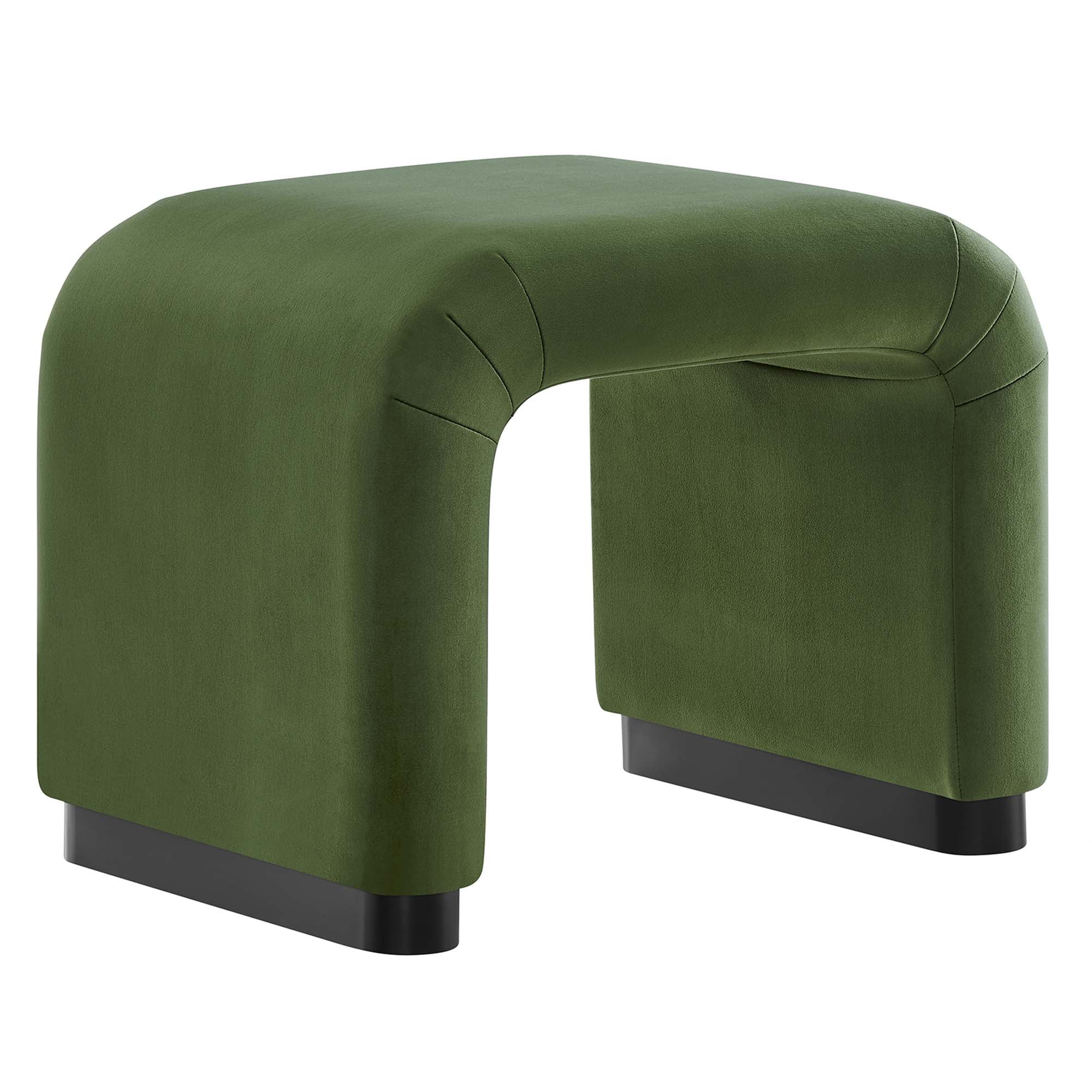Koda Performance Velvet Waterfall Stool, Black Moss Green