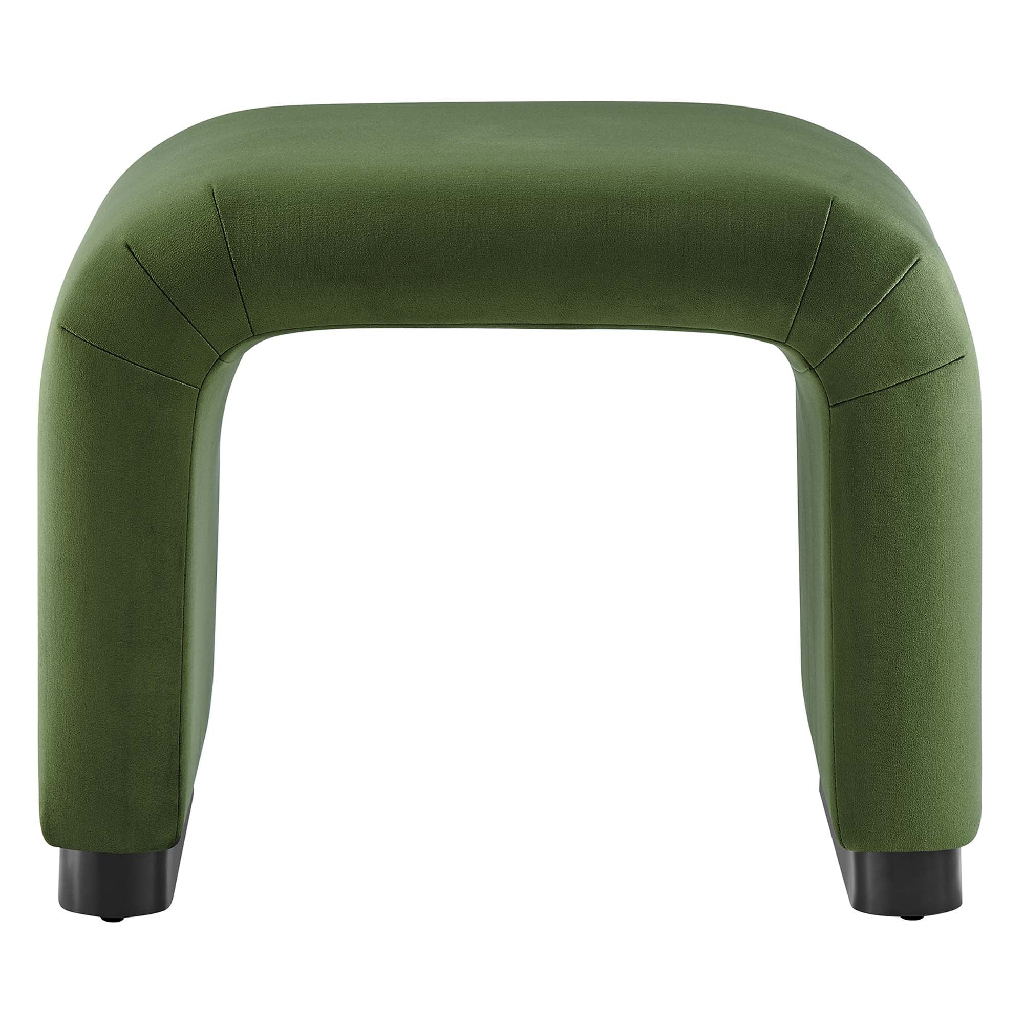 Koda Performance Velvet Waterfall Stool, Black Moss Green