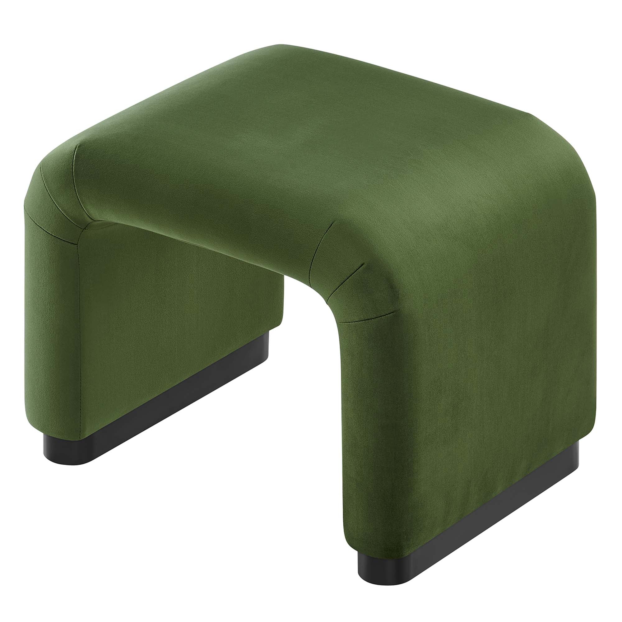 Koda Performance Velvet Waterfall Stool, Black Moss Green