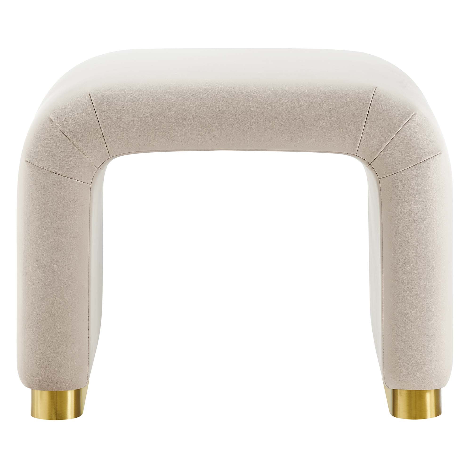Koda Performance Velvet Waterfall Stool, Brass Almond