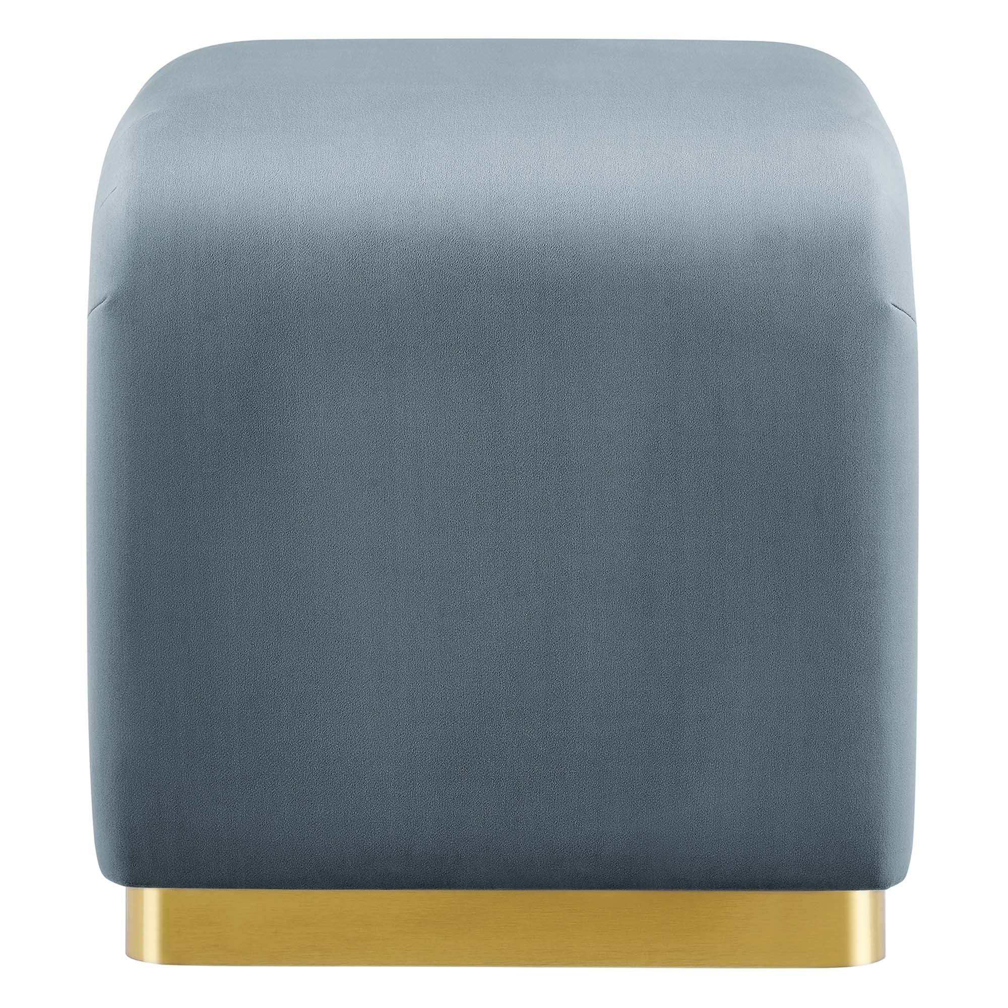 Koda Performance Velvet Waterfall Stool, Brass Cadet Blue