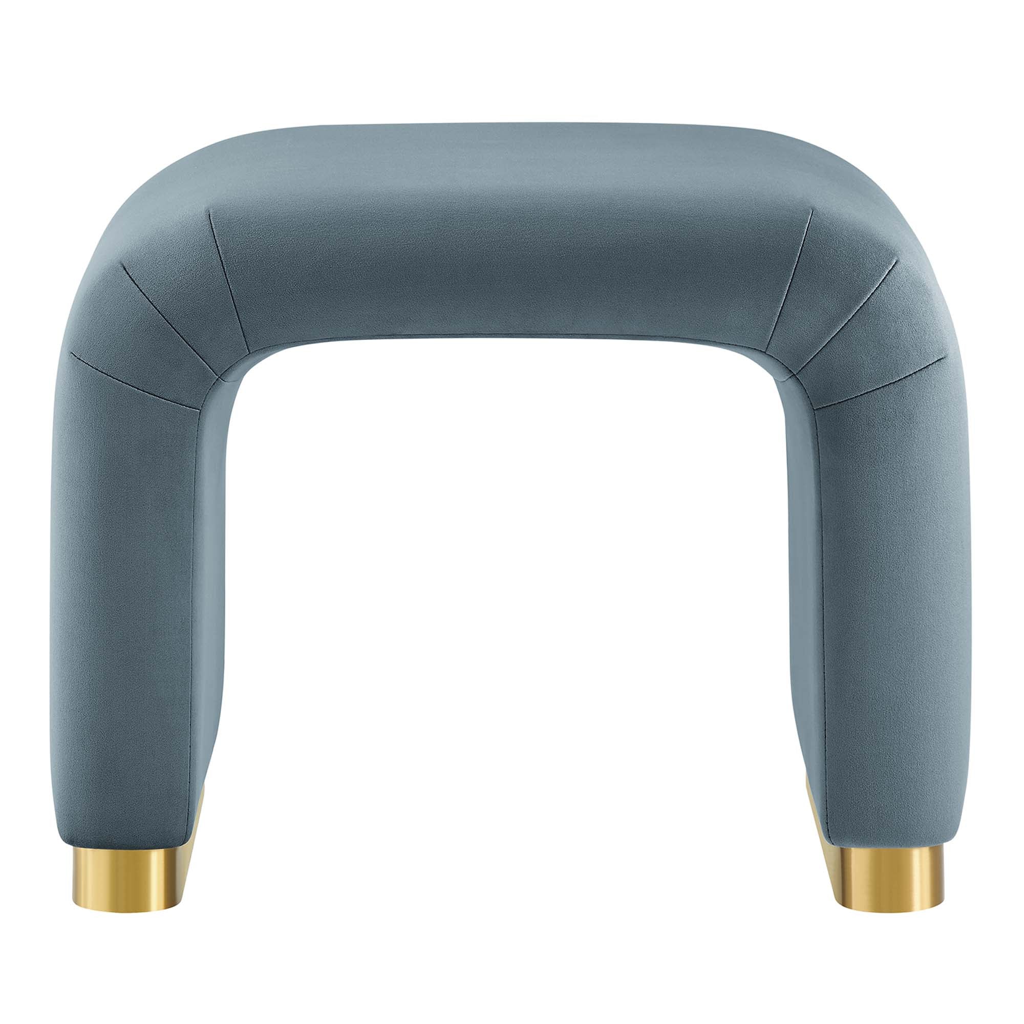 Koda Performance Velvet Waterfall Stool, Brass Cadet Blue