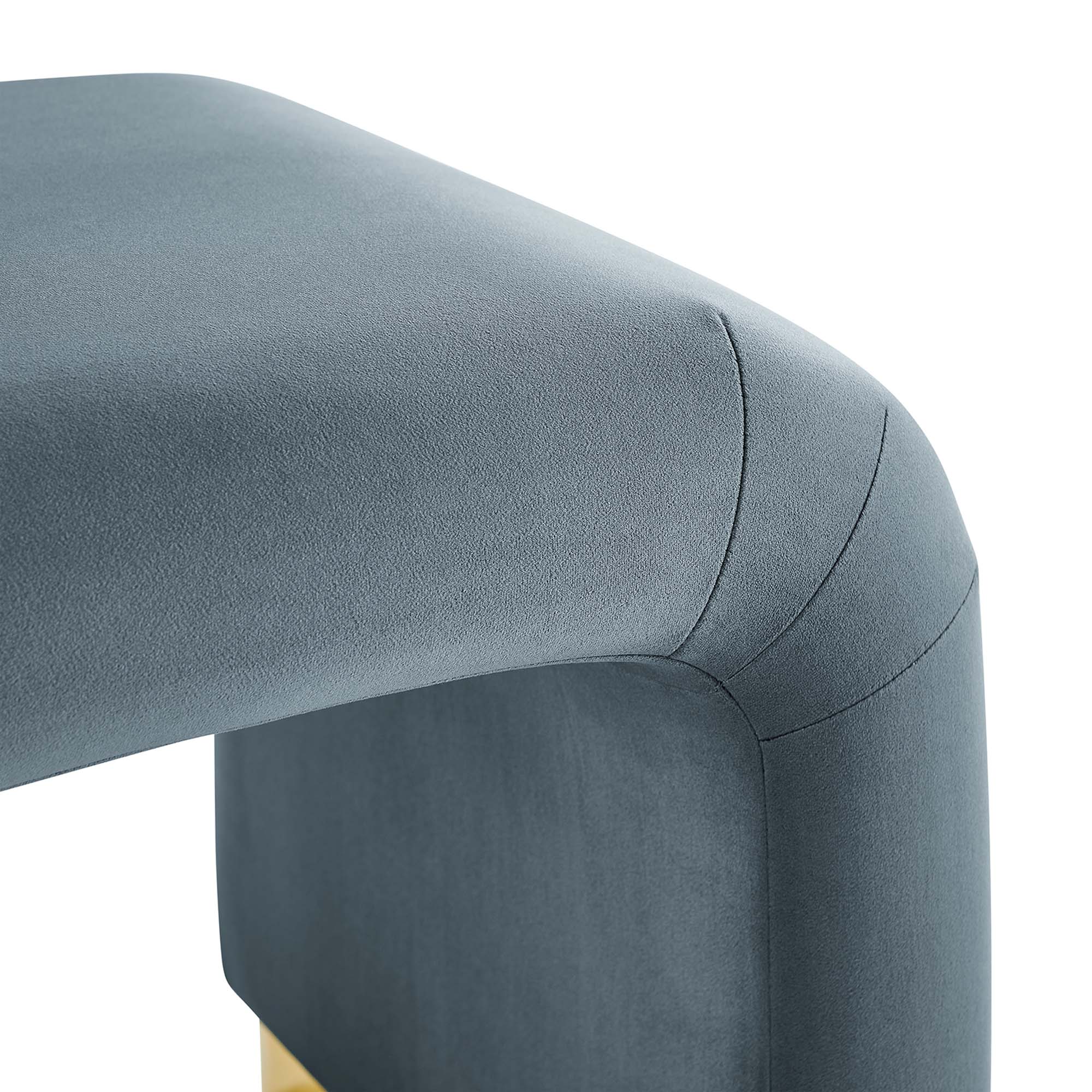 Koda Performance Velvet Waterfall Stool, Brass Cadet Blue