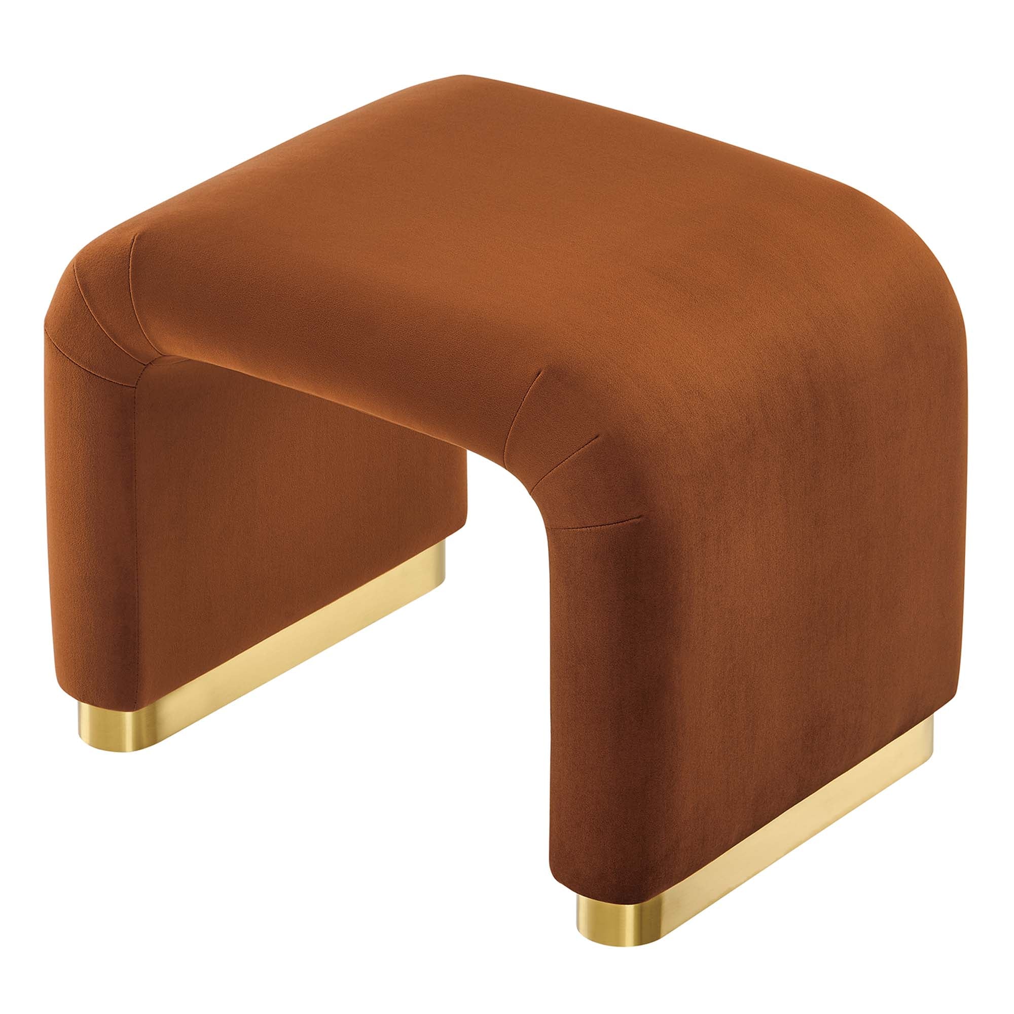 Koda Performance Velvet Waterfall Stool, Brass Rust