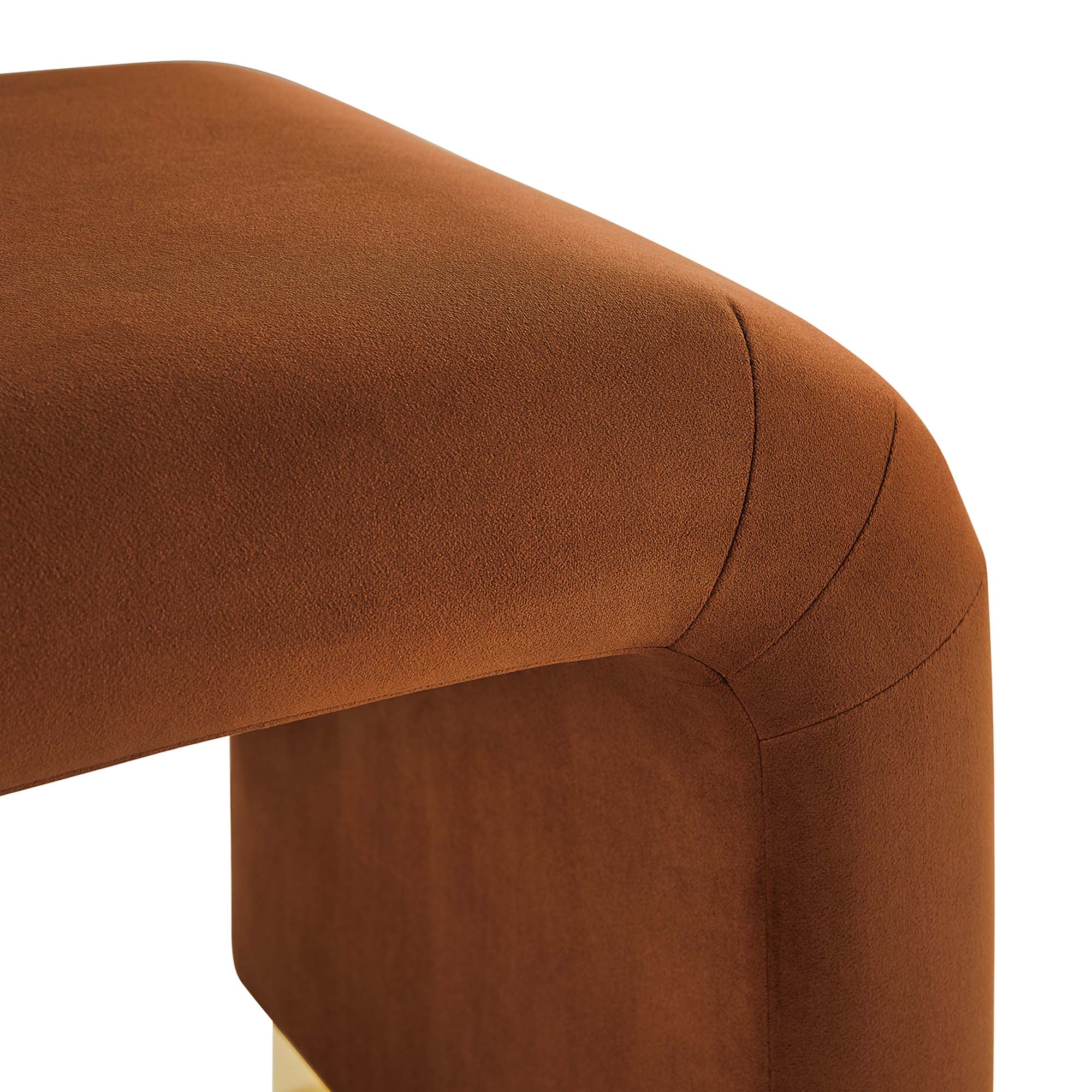 Koda Performance Velvet Waterfall Stool, Brass Rust