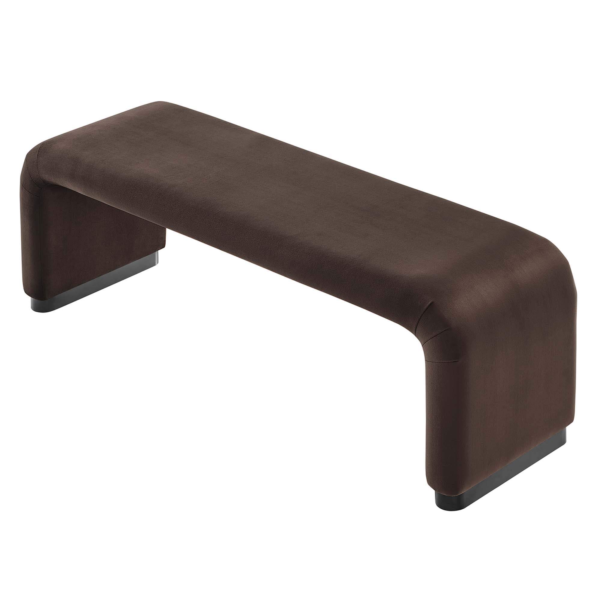 Koda Performance Velvet Waterfall Long Bench, Black Chocolate Brown