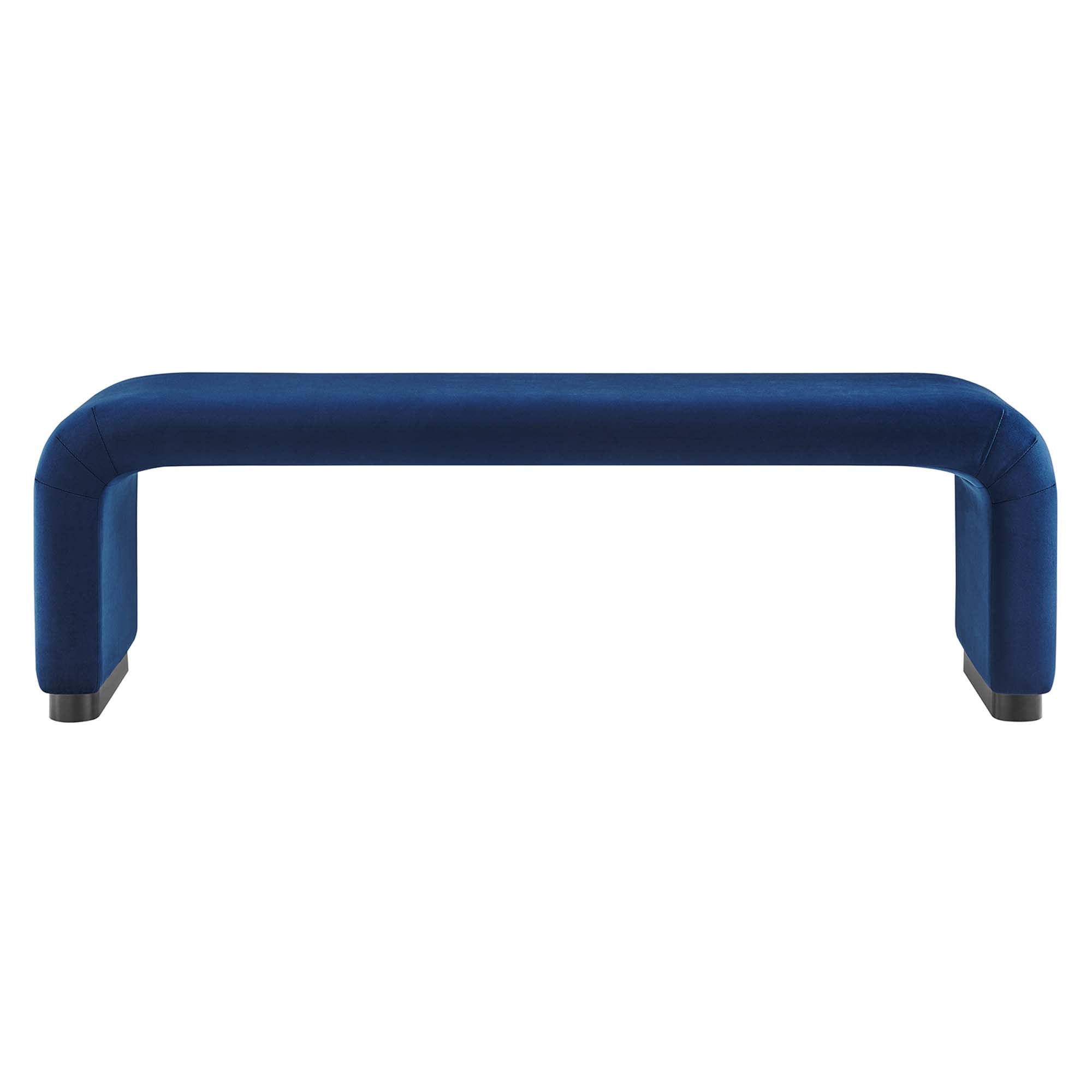 Koda Performance Velvet Waterfall Long Bench, Black Midnight Blue
