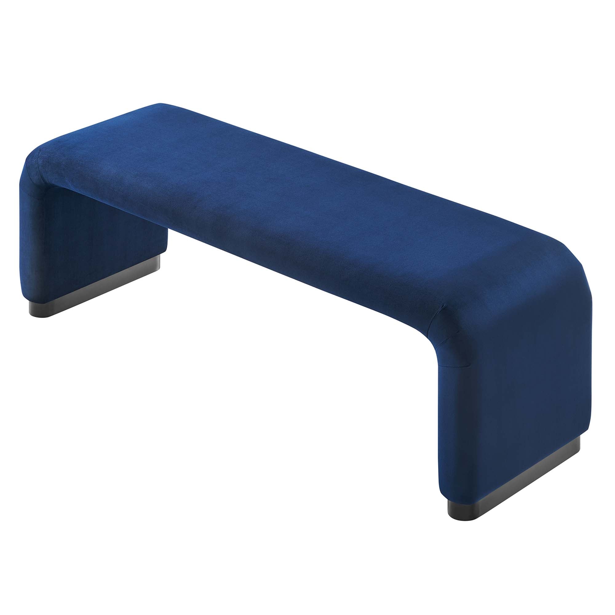Koda Performance Velvet Waterfall Long Bench, Black Midnight Blue