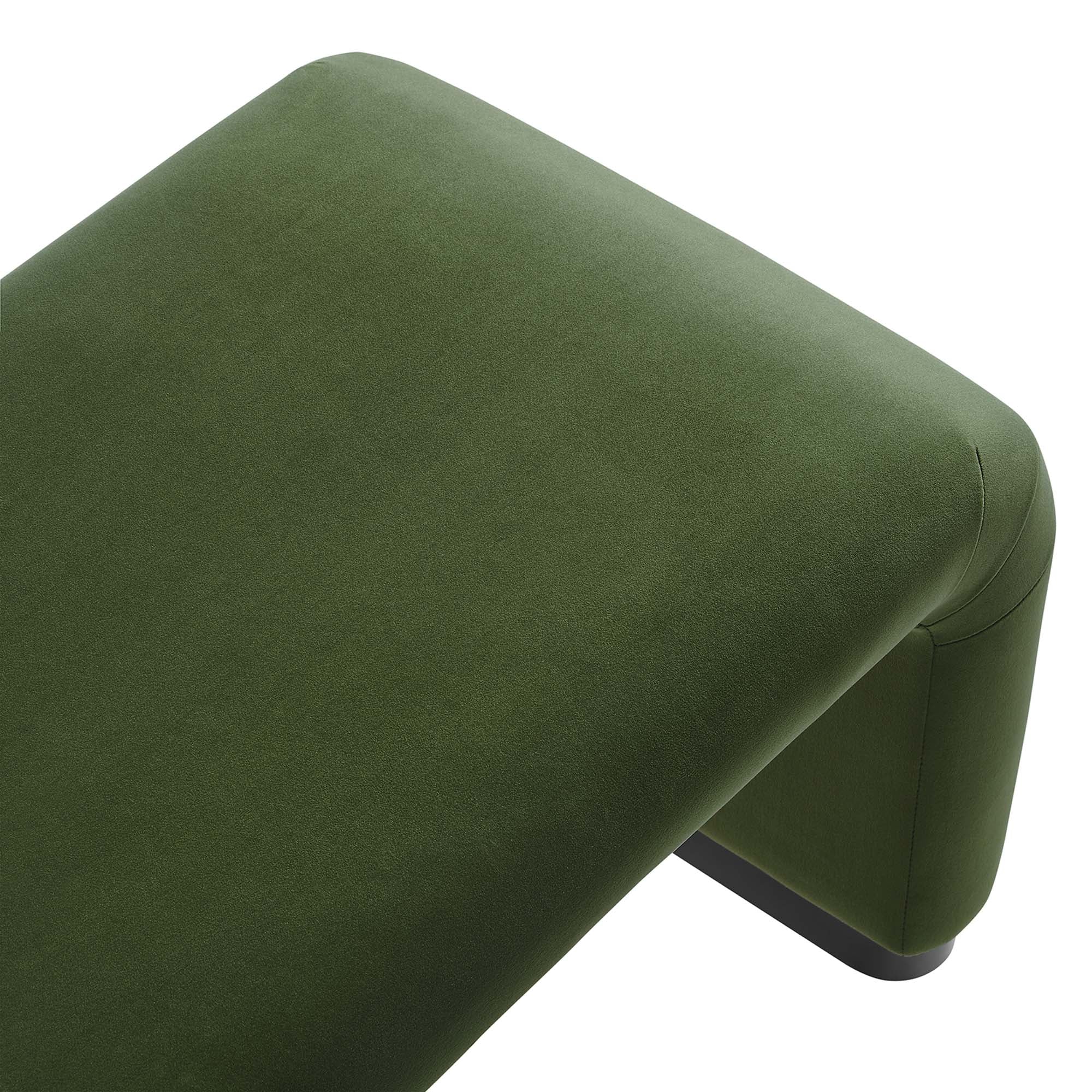 Koda Performance Velvet Waterfall Long Bench, Black Moss Green