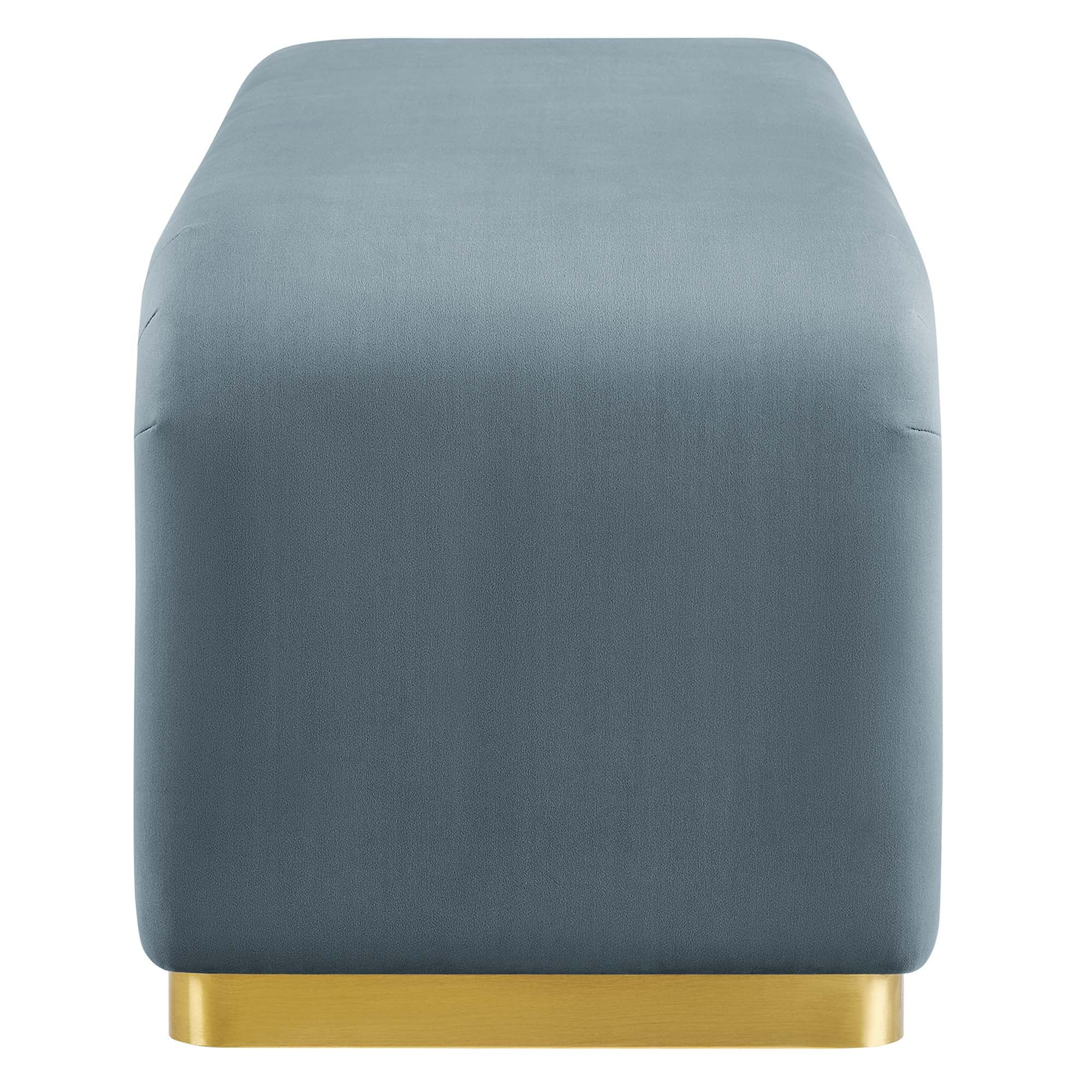 Koda Performance Velvet Waterfall Long Bench, Brass Cadet Blue